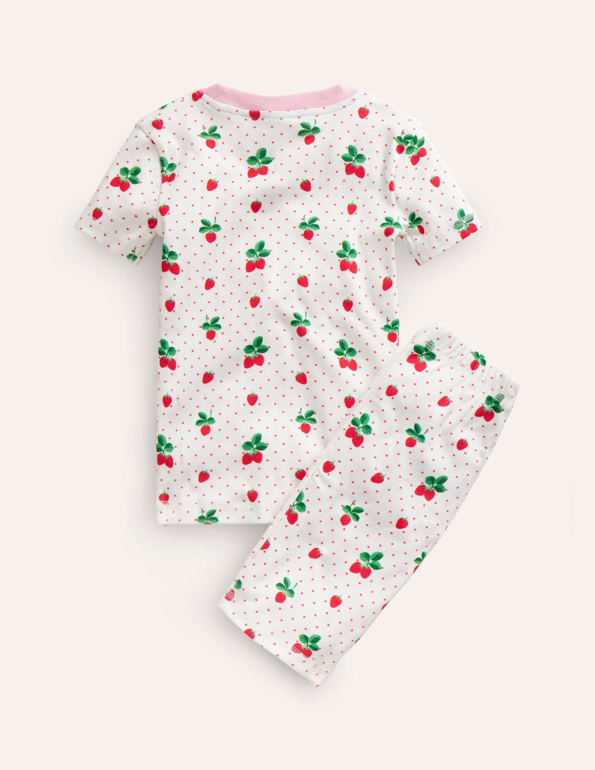Snug Short John Pyjamas-Ivory Strawberry-2