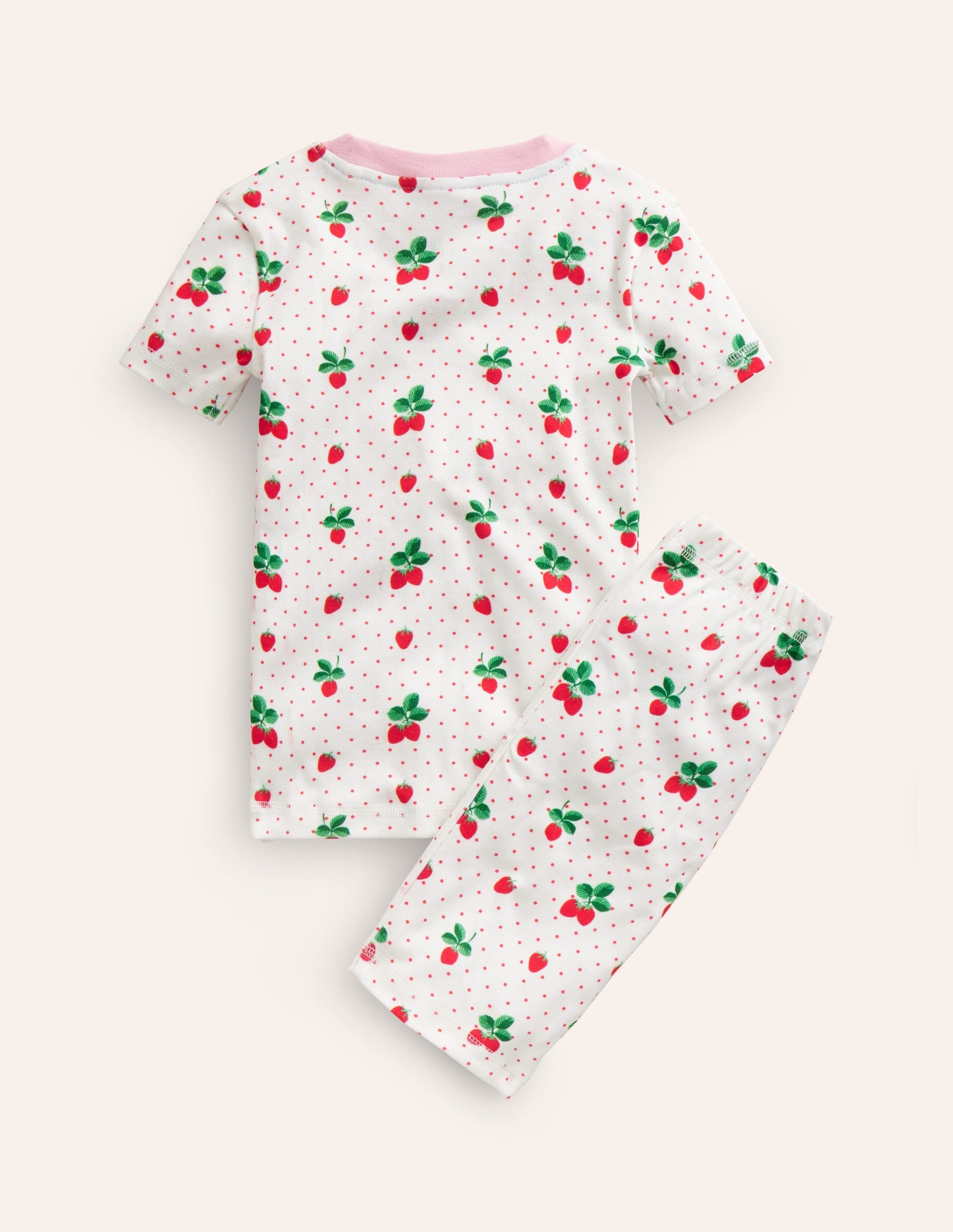 Snug Short John Pyjamas-Ivory Strawberry - Image 2