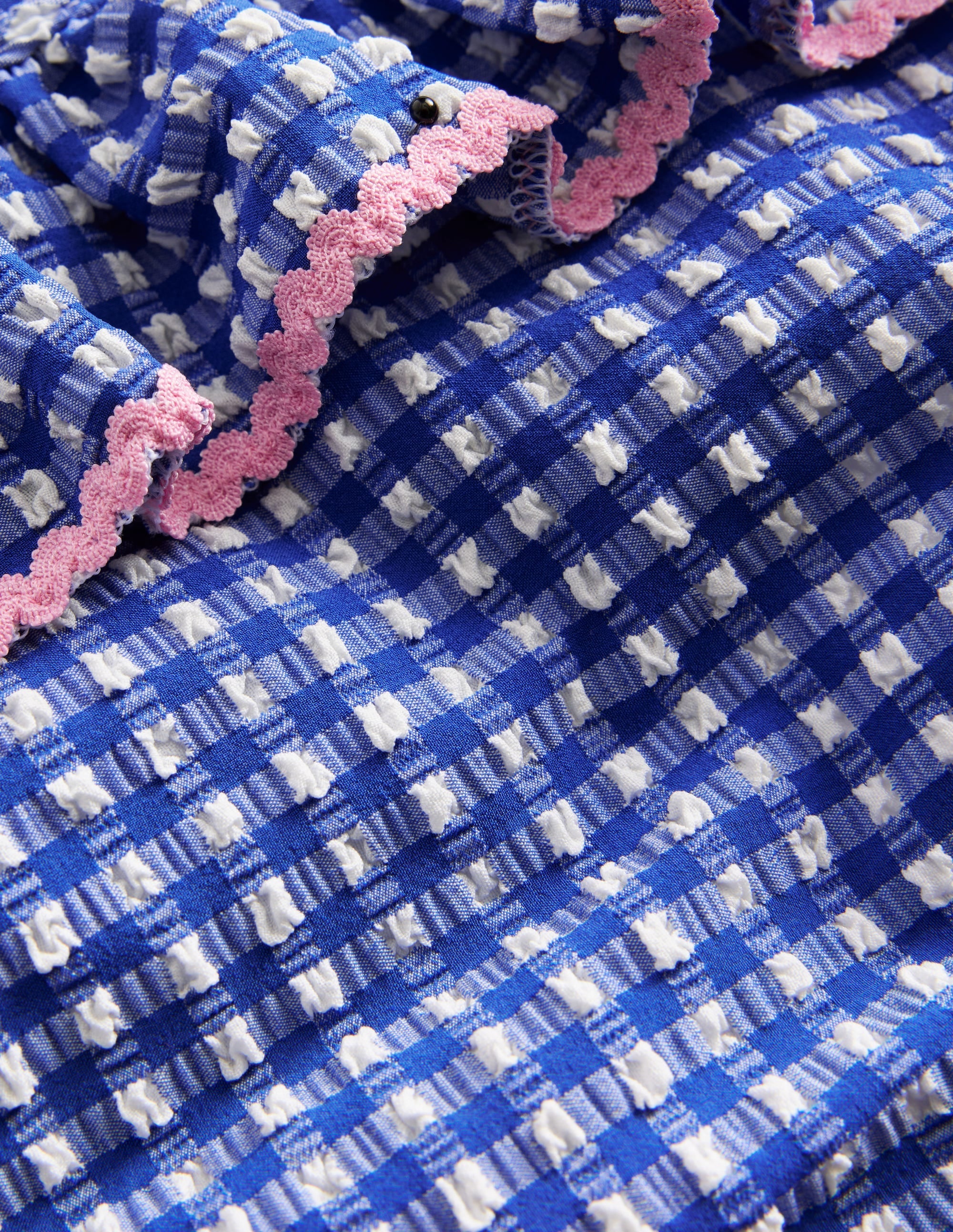 Seersucker Frilly Bikini-Blue Gingham Strawberries - Image 3