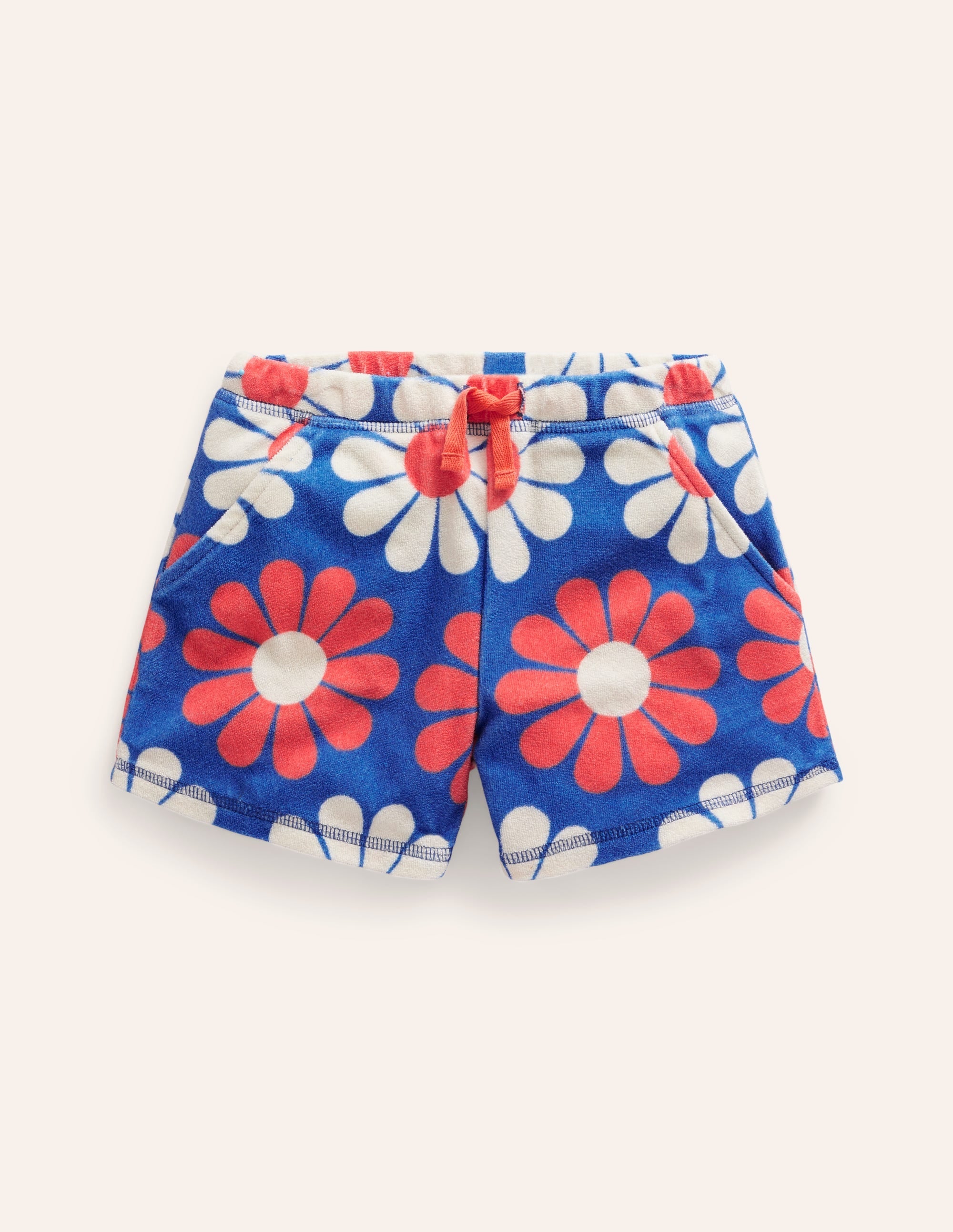 Printed Towelling Shorts-Cabana Blue Geo Daisy - Image 1
