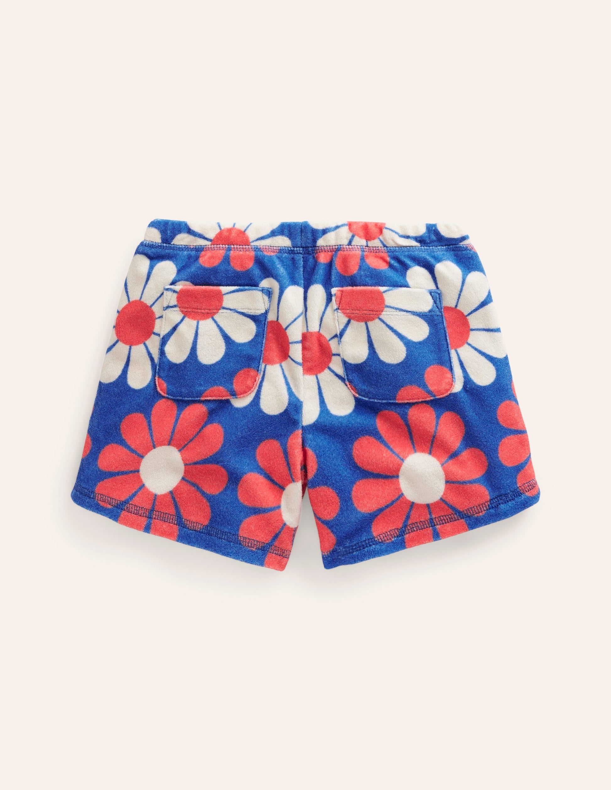 Printed Towelling Shorts-Cabana Blue Geo Daisy-2
