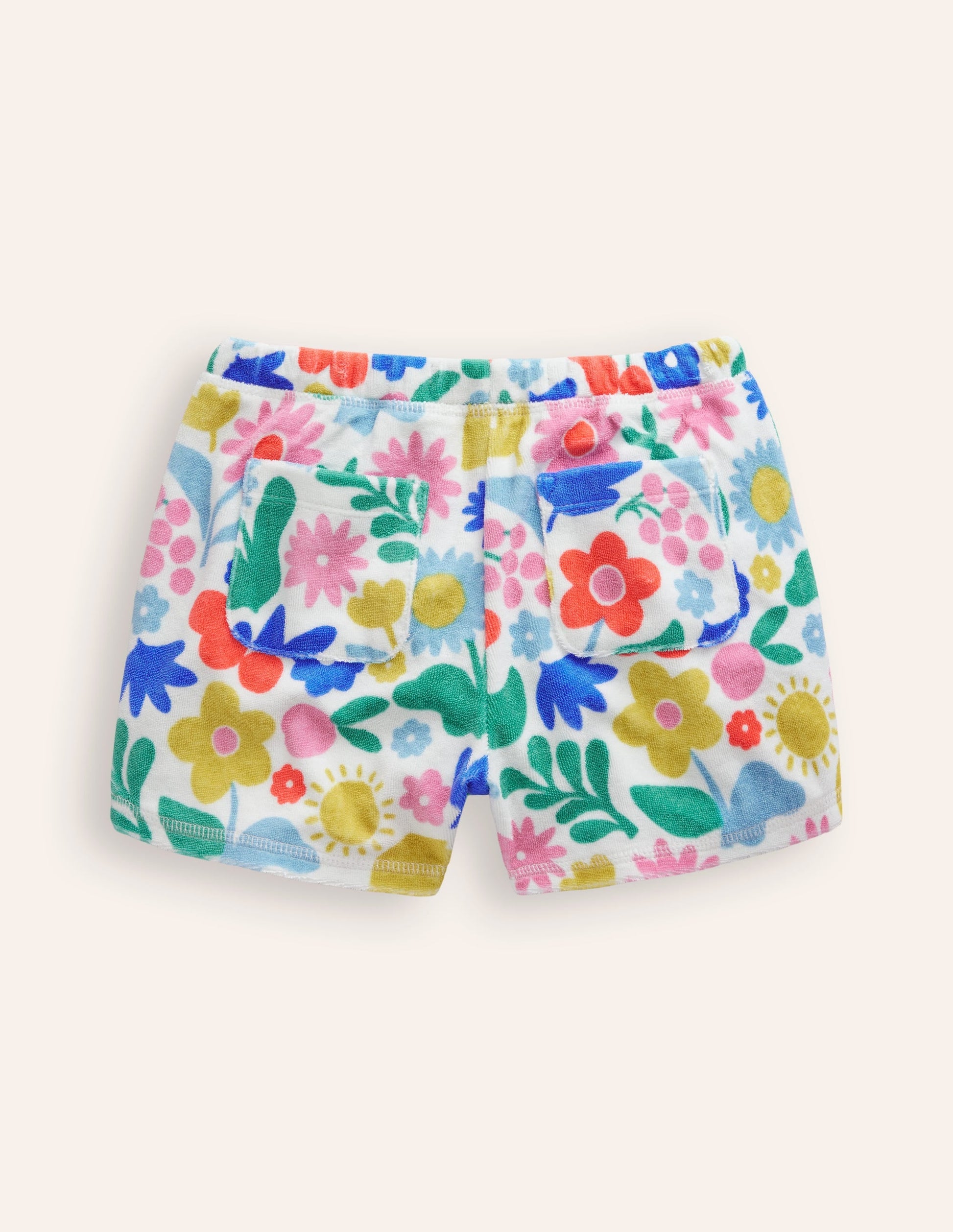 Printed Towelling Shorts-Multi Holiday Stencil-2