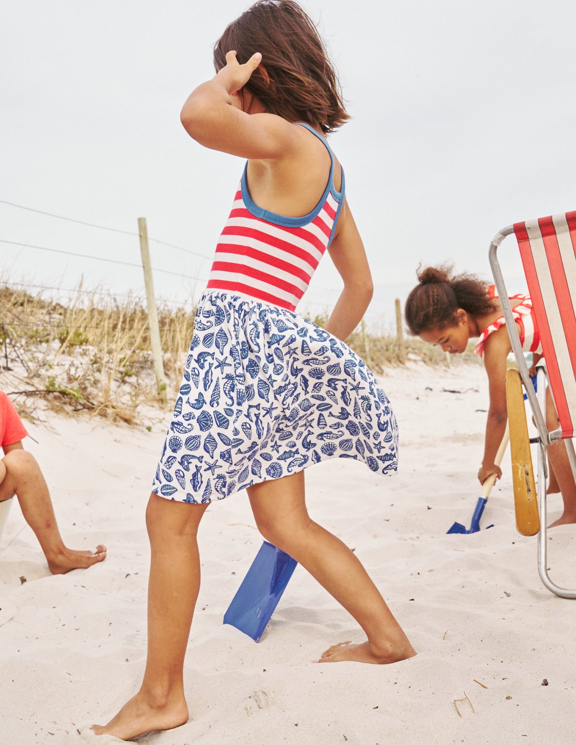 Strappy Hotchpotch Dress-Sapphire Blue Seashore - Image 5
