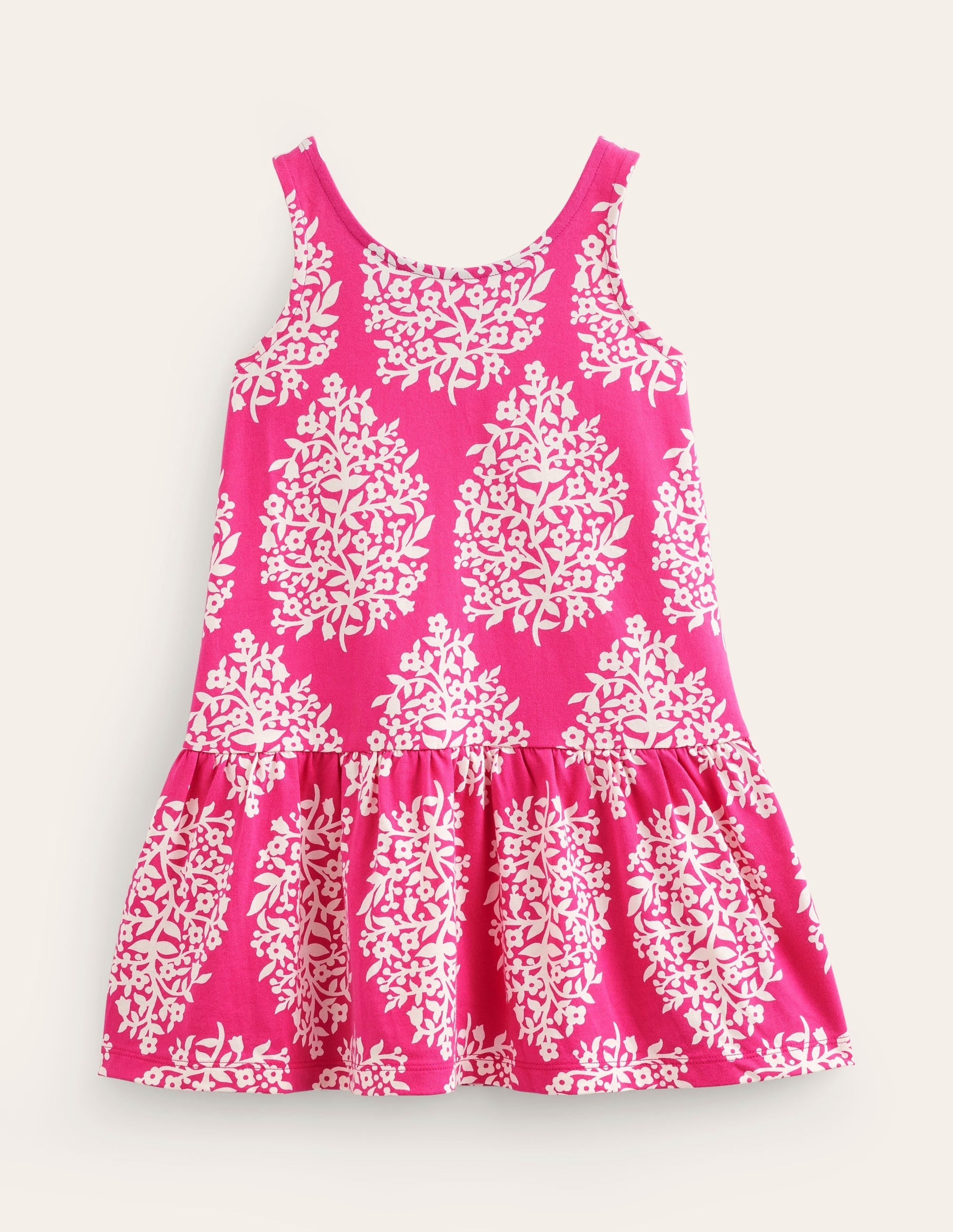 Strappy Drop Waist Dress-Pink Woodblock-1