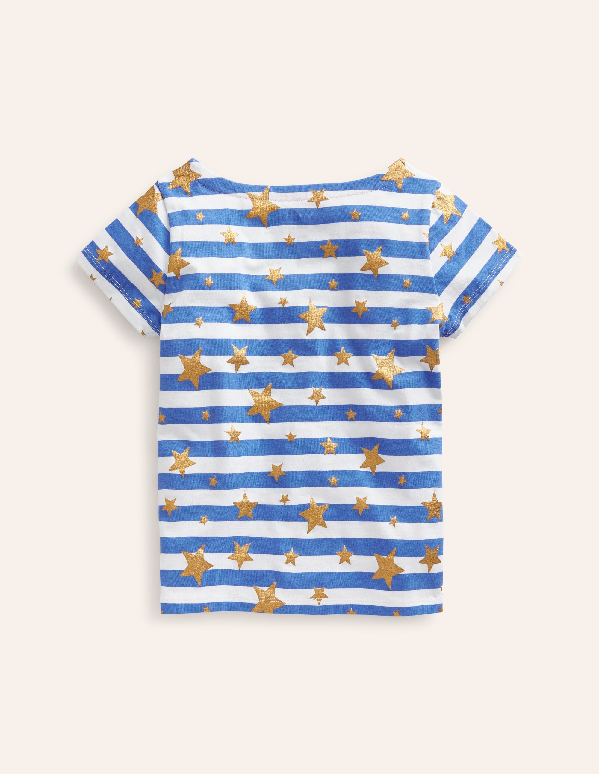 Short Sleeve Fun Breton-Ivory/ Peacock Plume Foil Star - Image 2