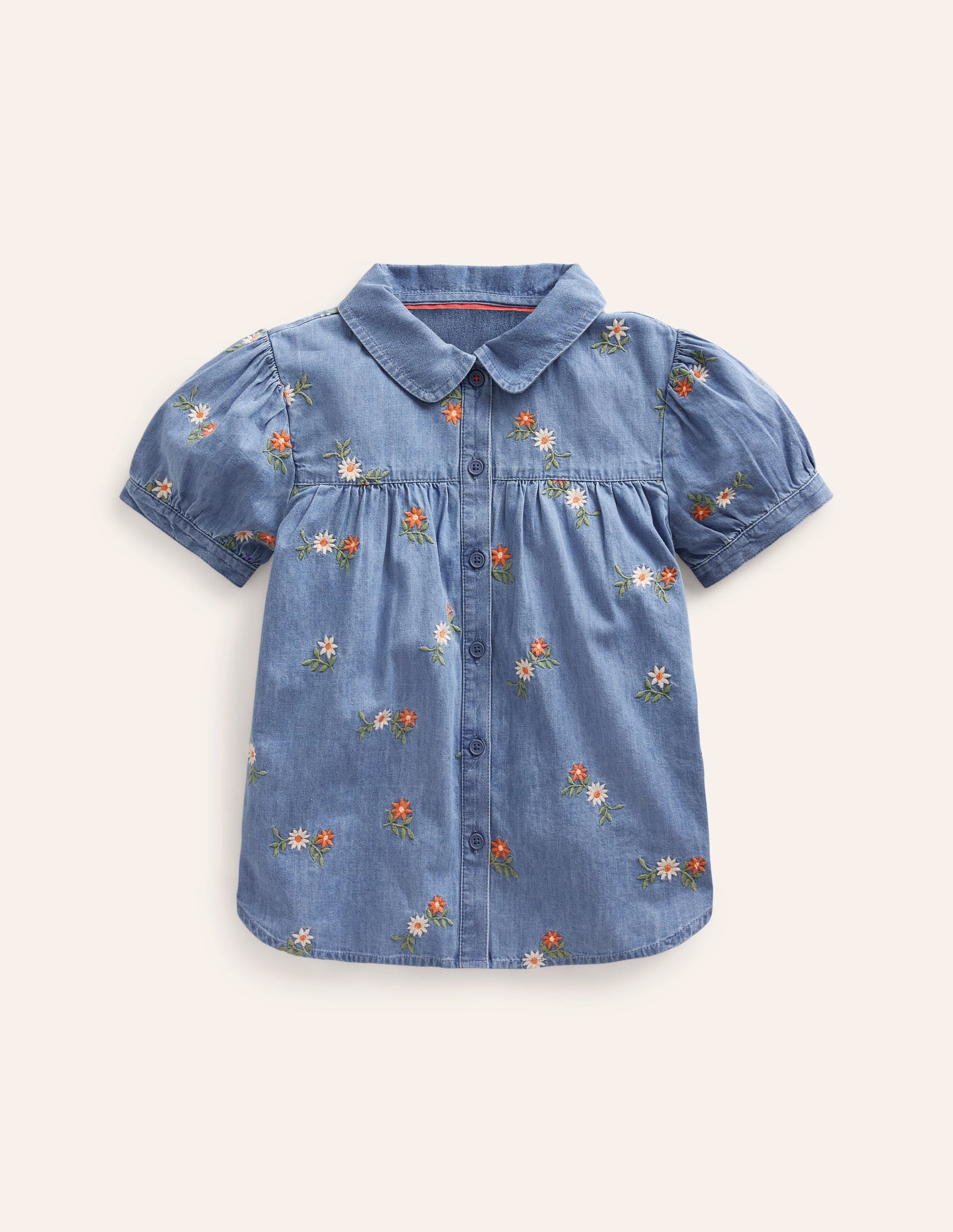 Peter Pan Collar Shirt-Mid Vintage Embroidered-1