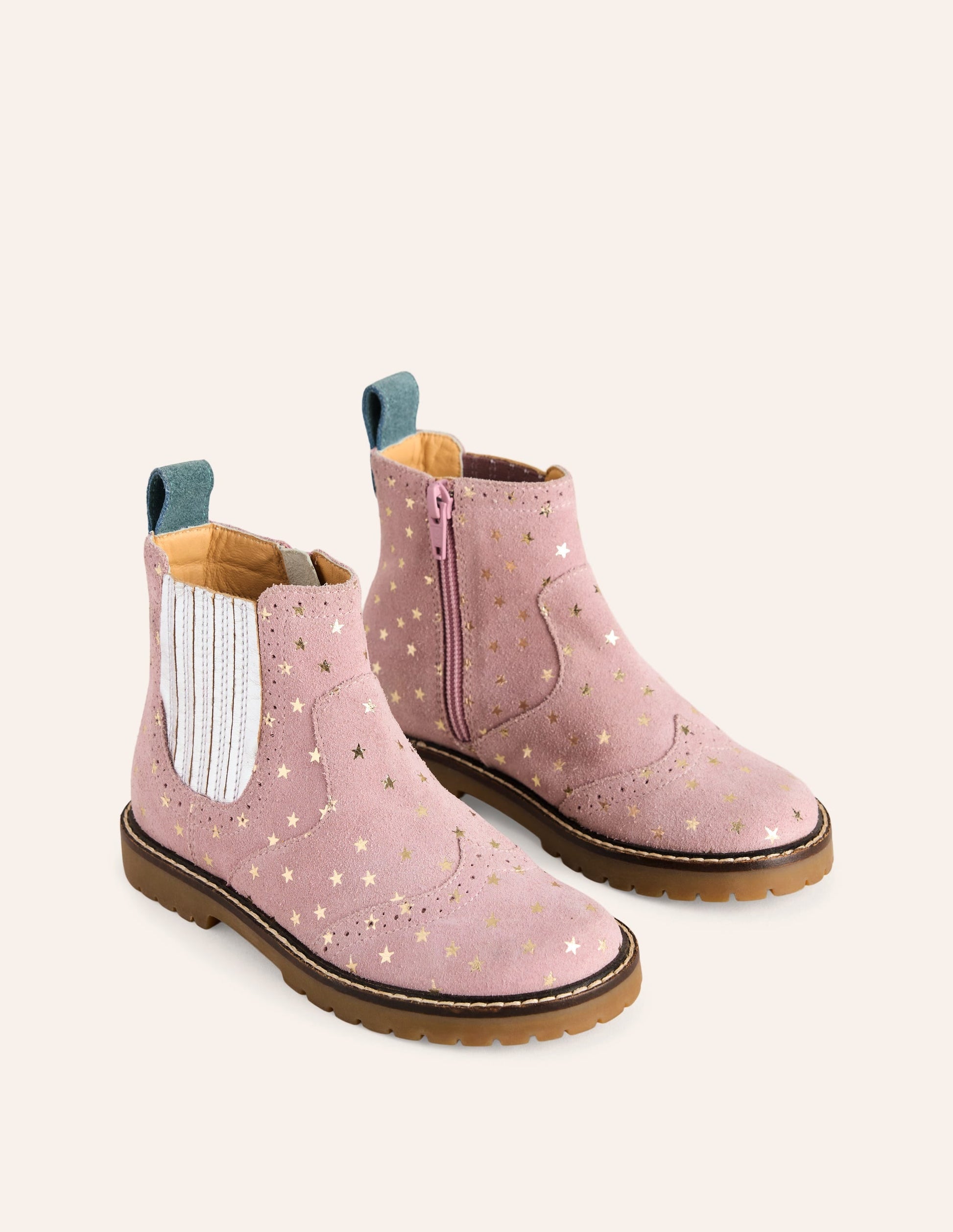 Leather Chelsea Boots-Cosmos Pink Stars-1