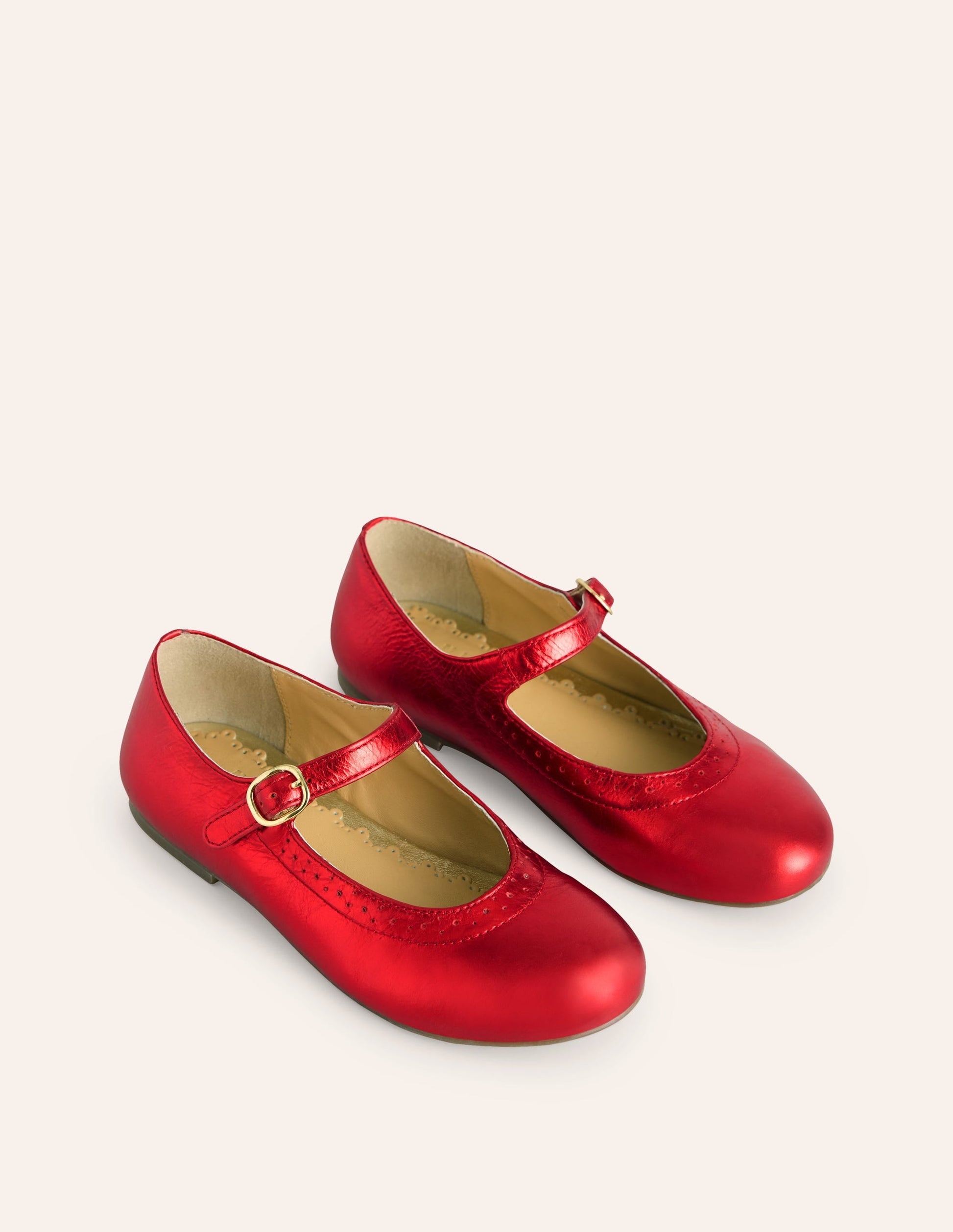 Leather Mary Janes-Red Metallic-2
