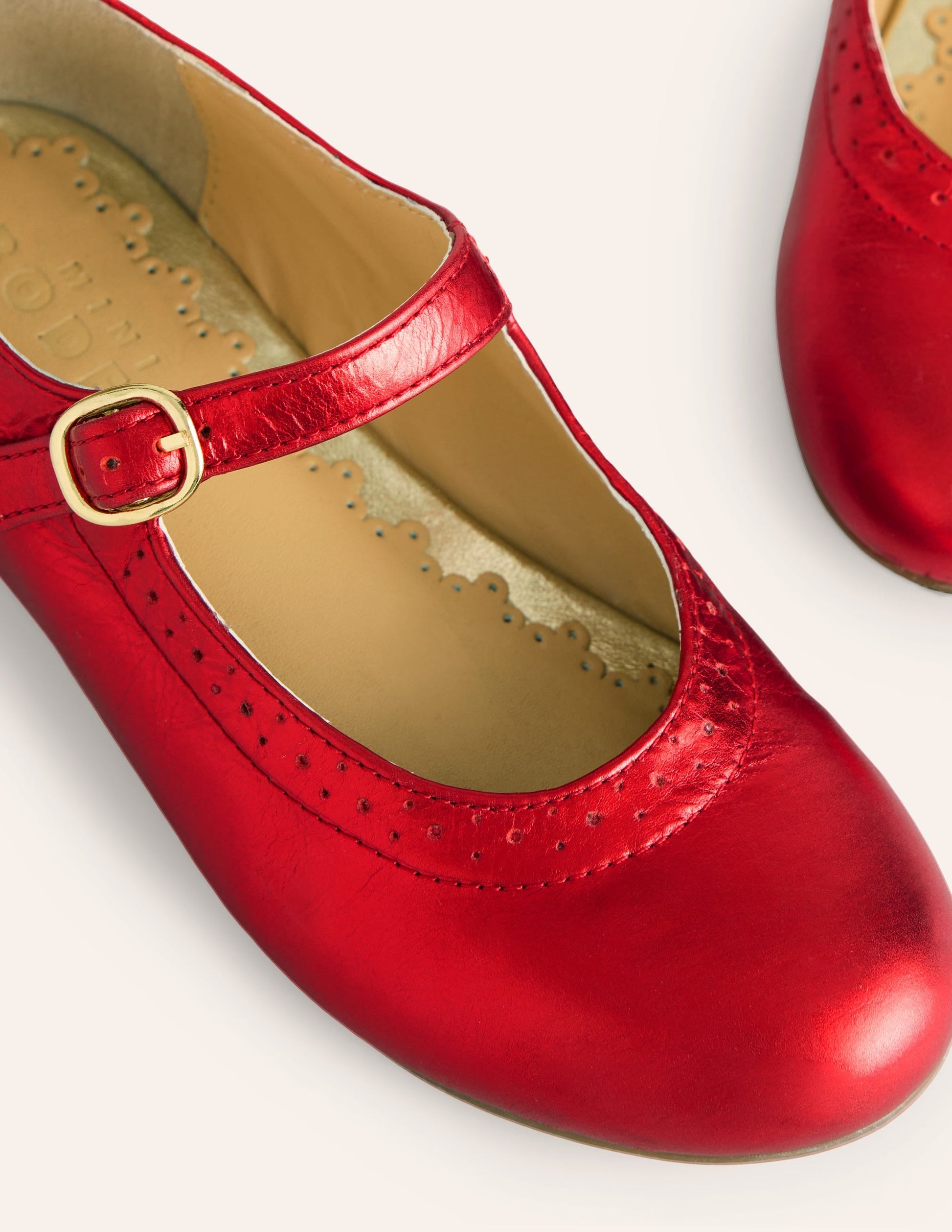 Leather Mary Janes-Red Metallic-3