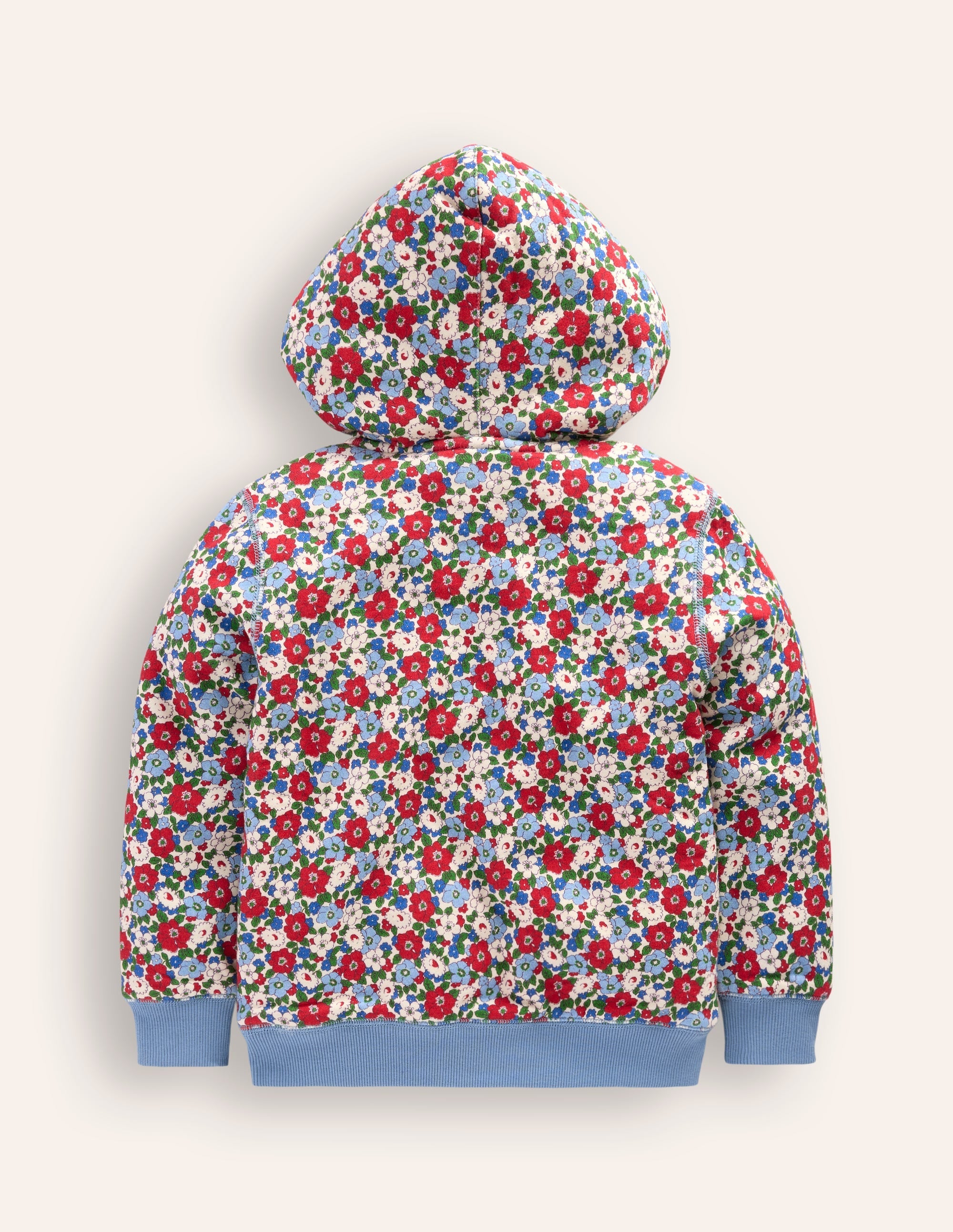 Shaggy-lined Hoodie-Glacier Blue Winter Floral - Image 2