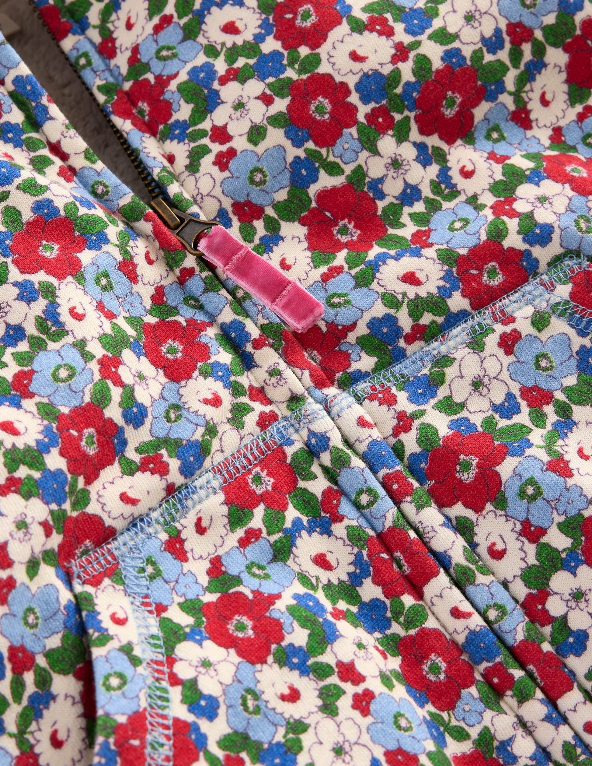Shaggy-lined Hoodie-Glacier Blue Winter Floral-3