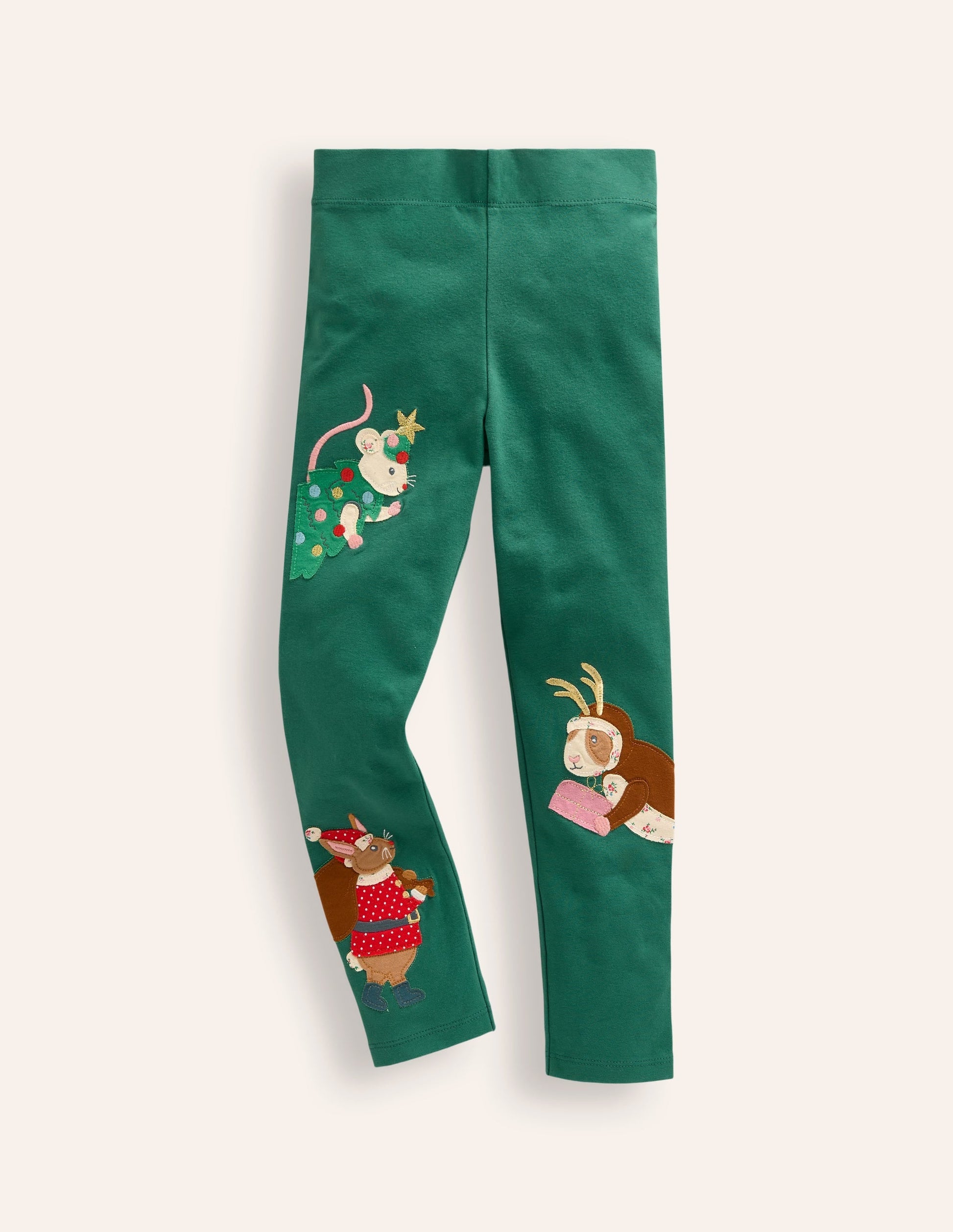Appliqué Leggings-Aloe Green Bunnies-1