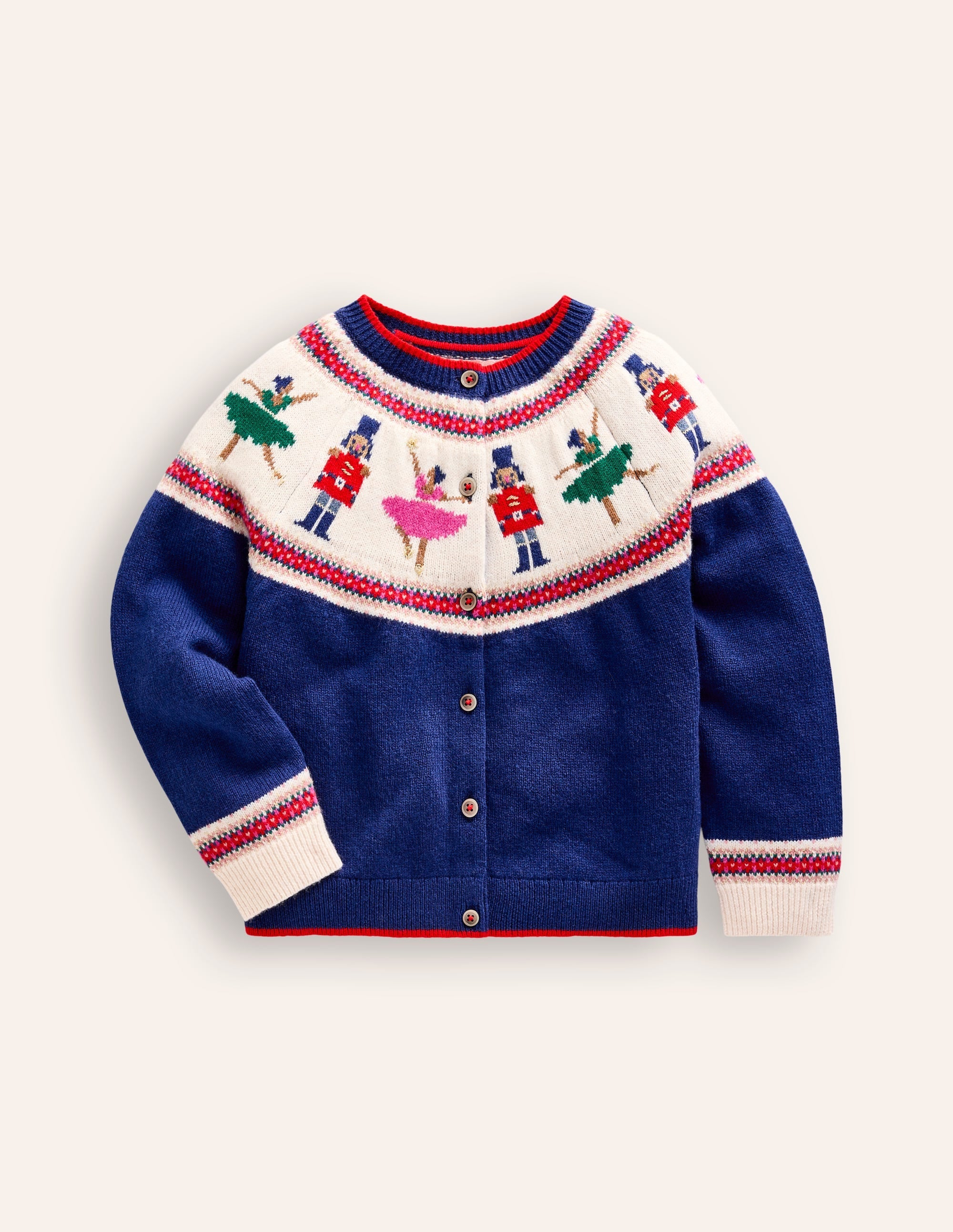 Edie Fair Isle Cardigan-Sapphire Blue Nutcracker - Image 1