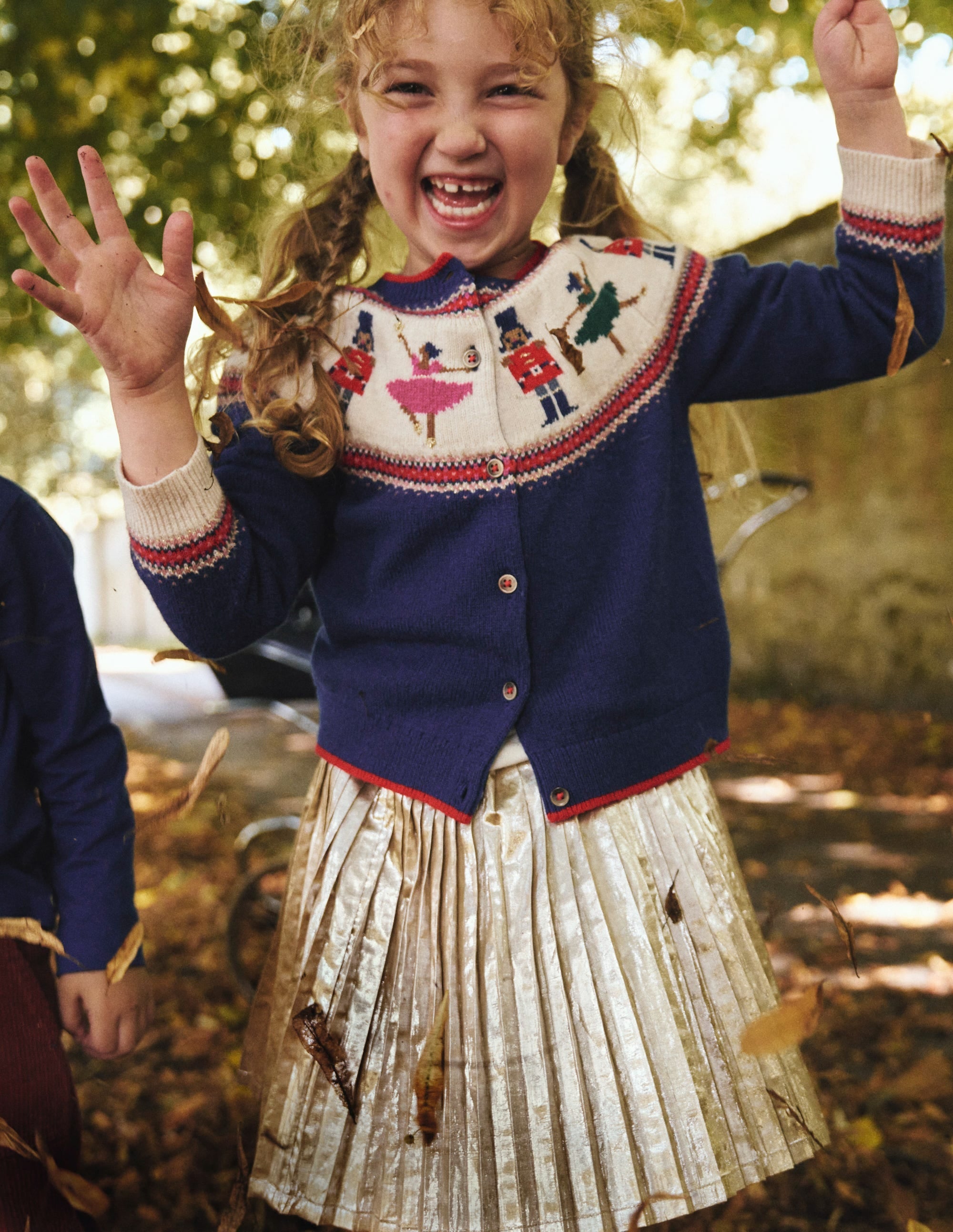 Edie Fair Isle Cardigan-Sapphire Blue Nutcracker - Image 4