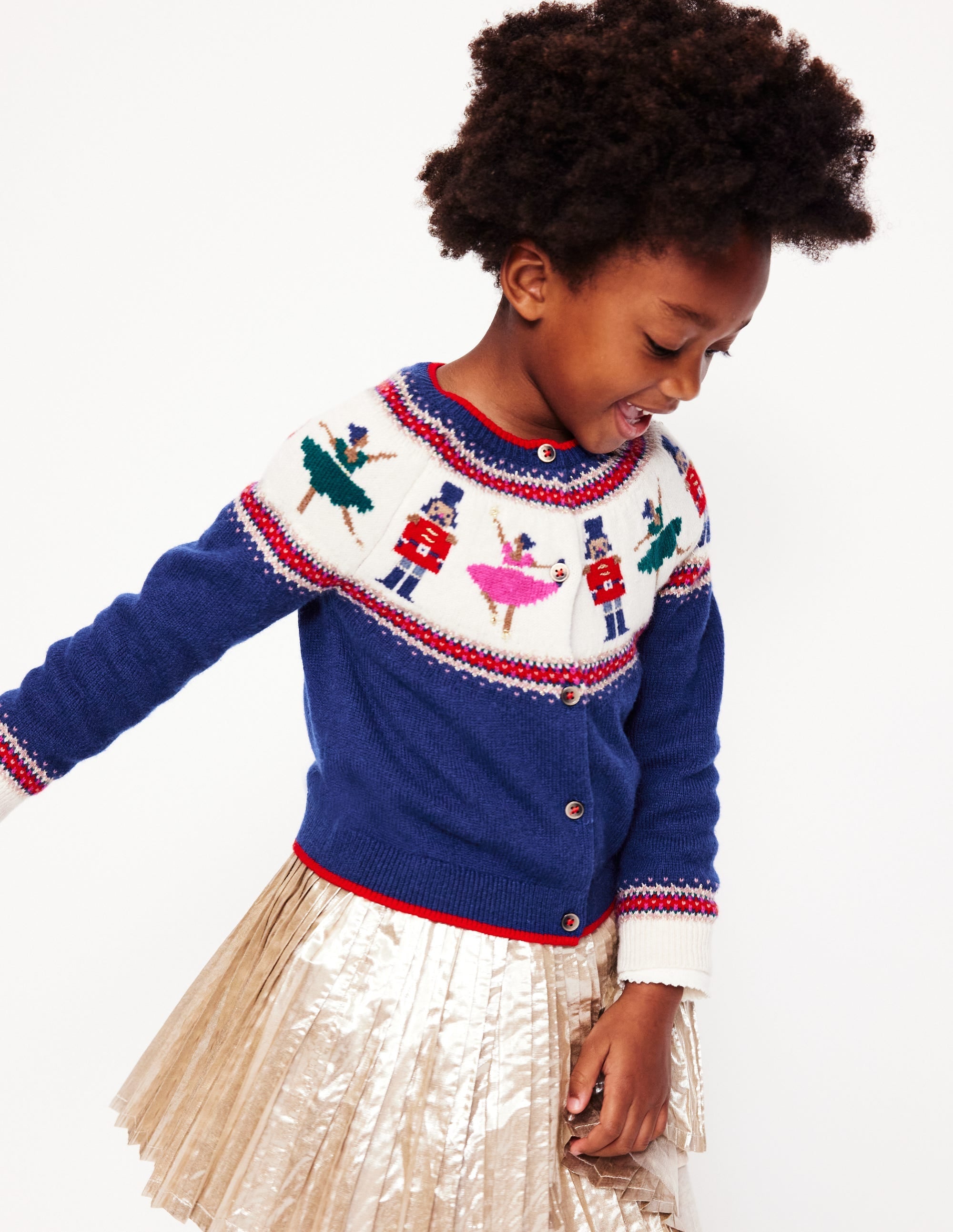 Edie Fair Isle Cardigan-Sapphire Blue Nutcracker - Image 6