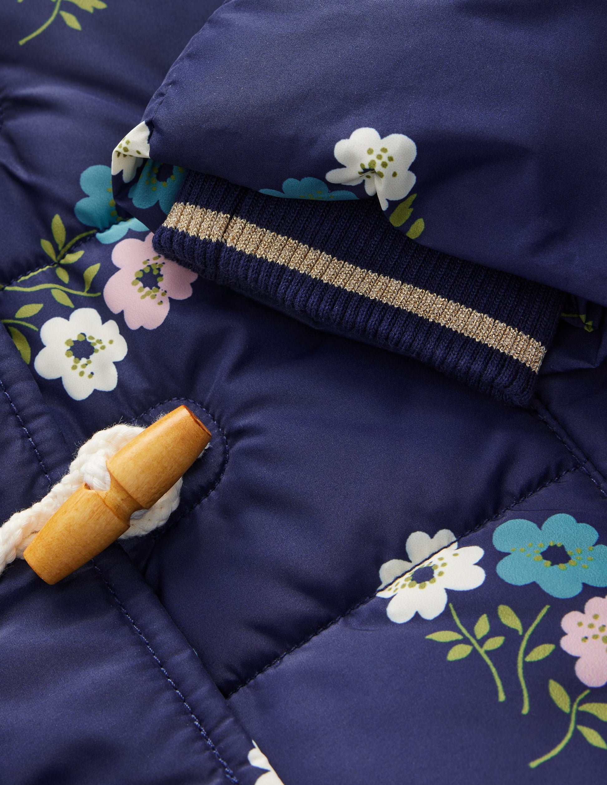 Longline Padded Coat-College Navy Posy-3