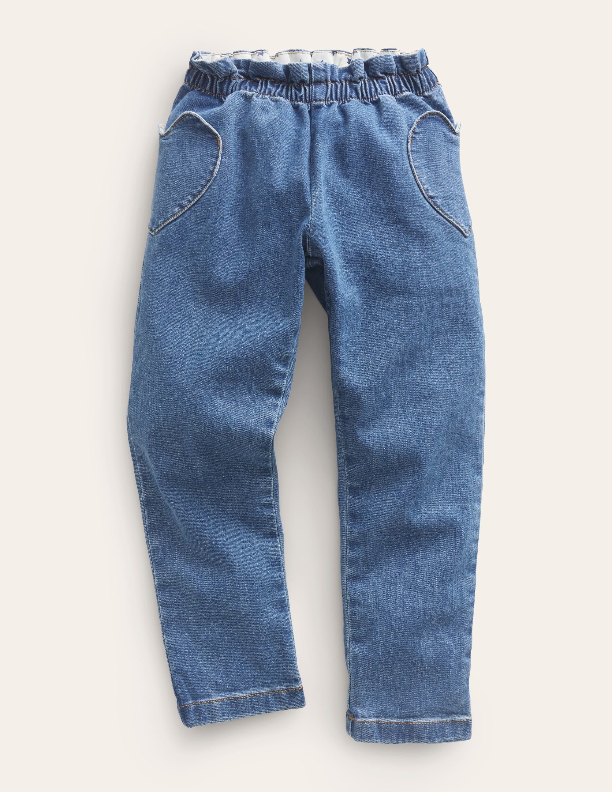 Heart Pocket Pull On Trousers-Mid Vintage Denim - Image 1