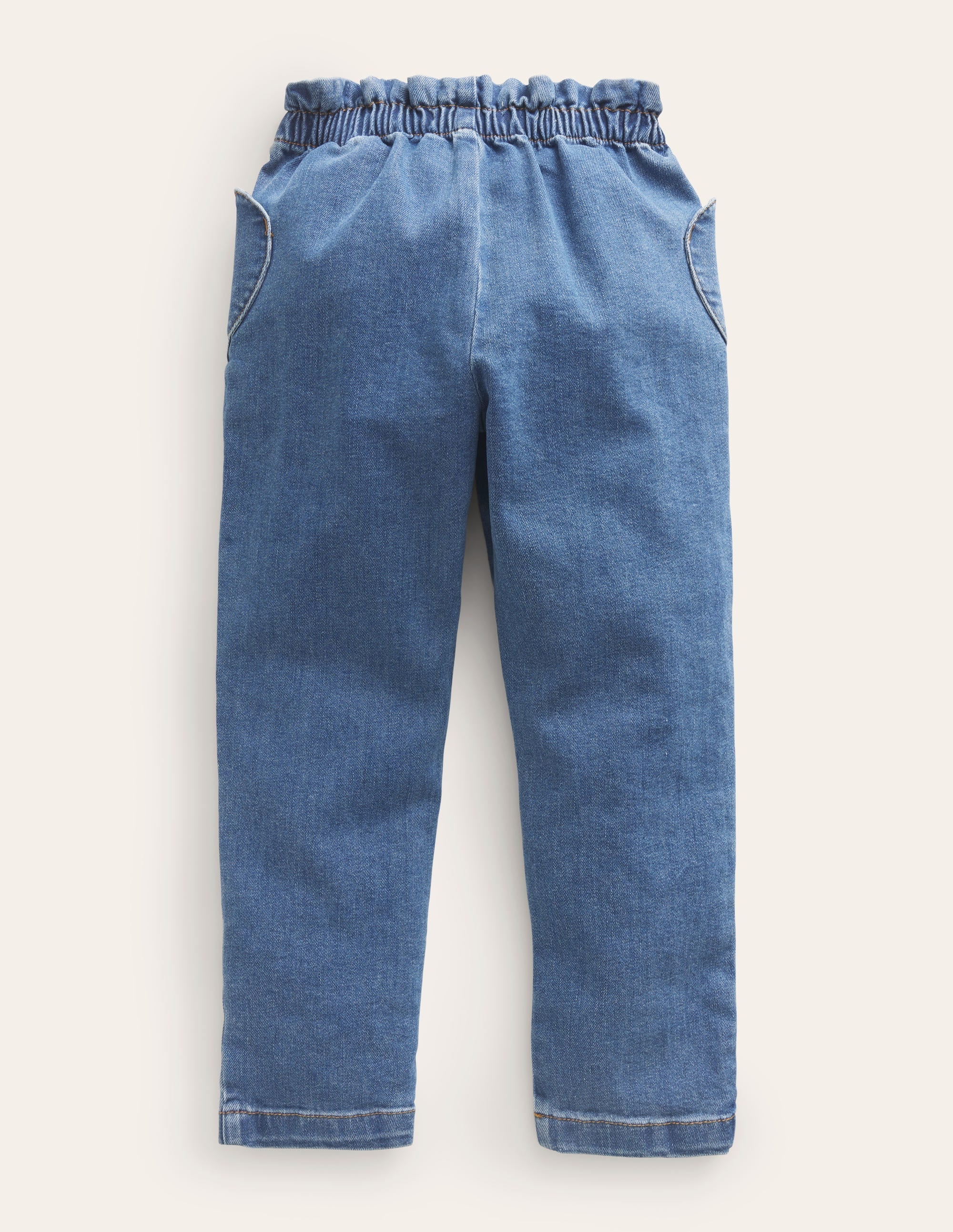 Heart Pocket Pull On Trousers-Mid Vintage Denim - Image 2
