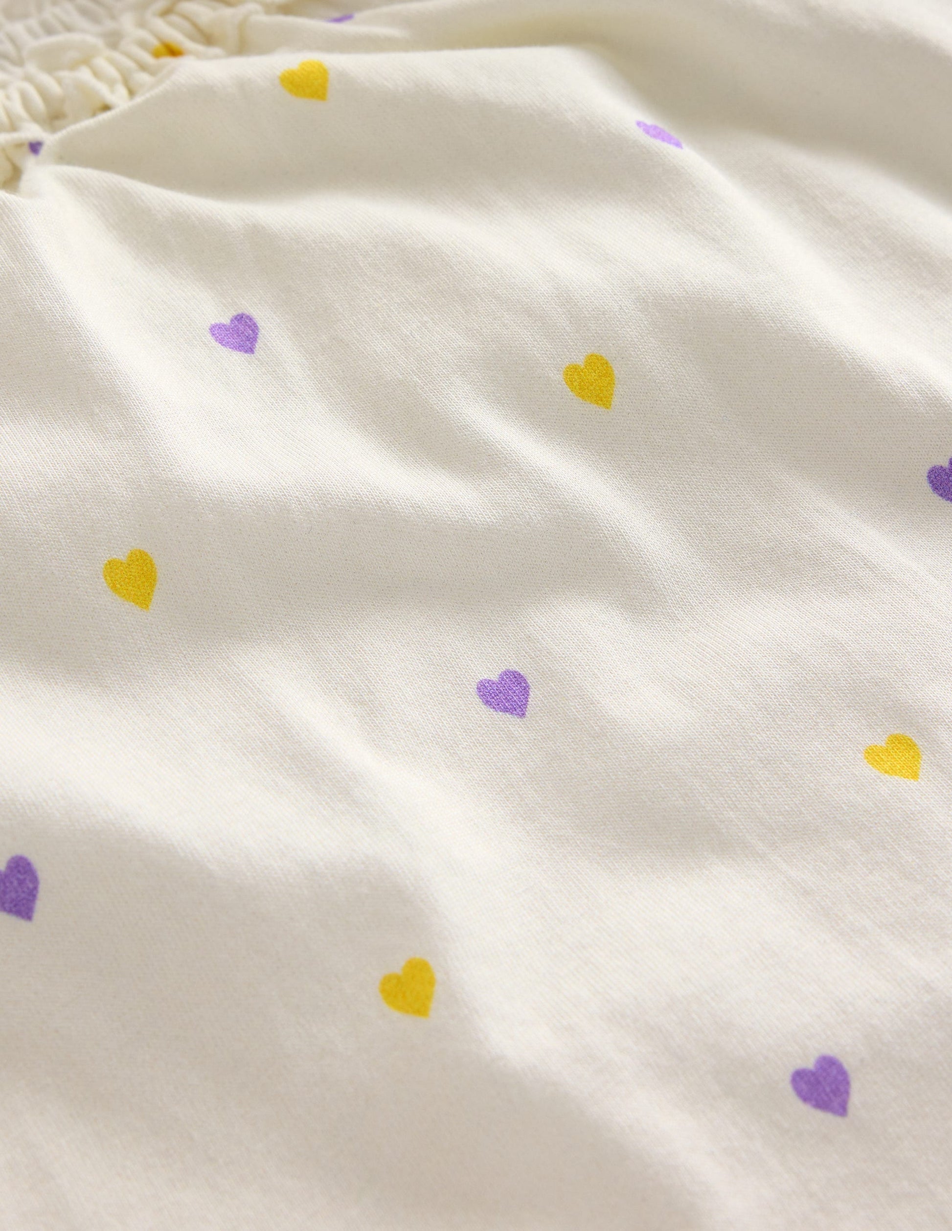 Frill Neck Jersey Blouse-Ivory Little Hearts-3