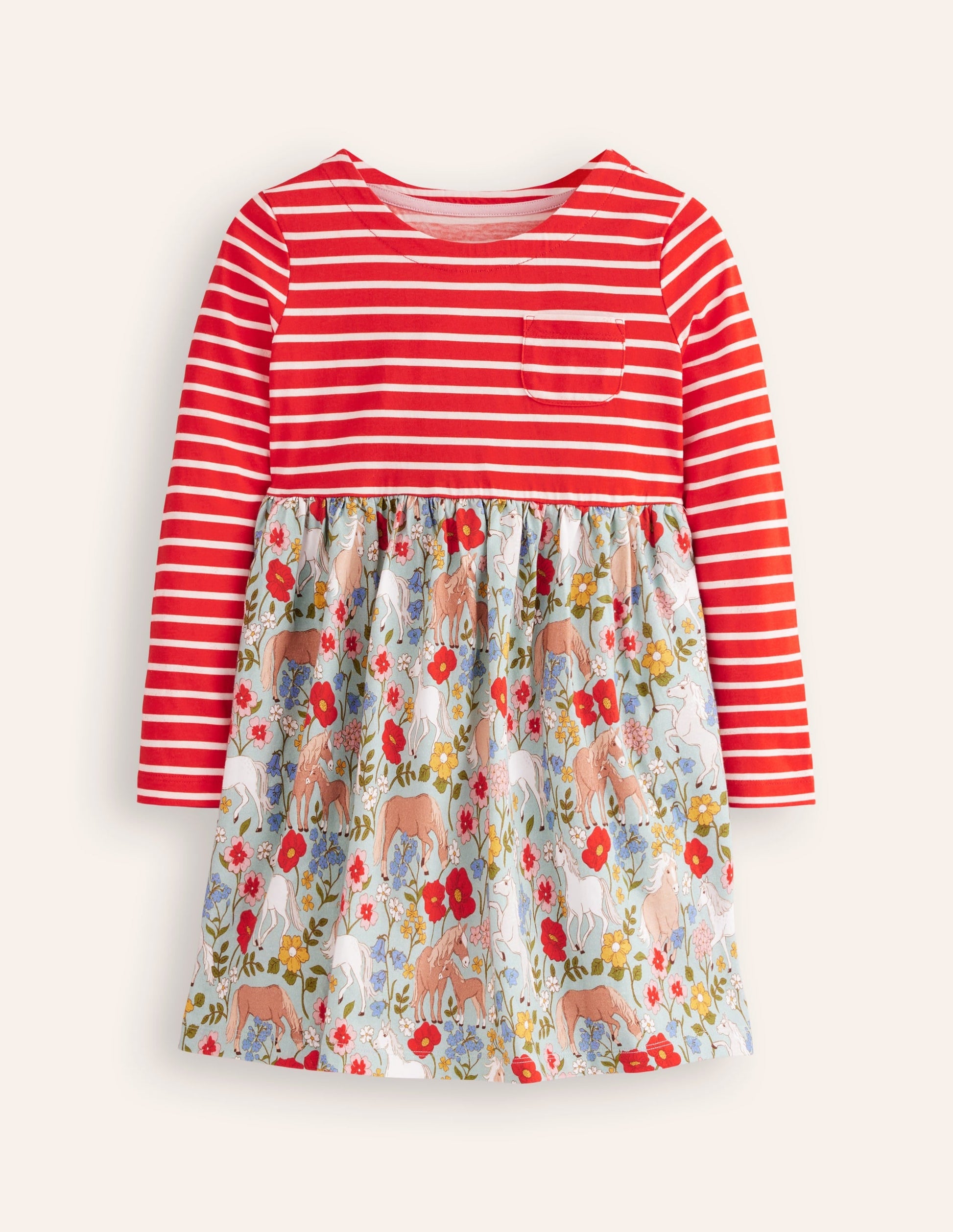 Hotchpotch Jersey Dress-Strawberry Red Pony Floral-1