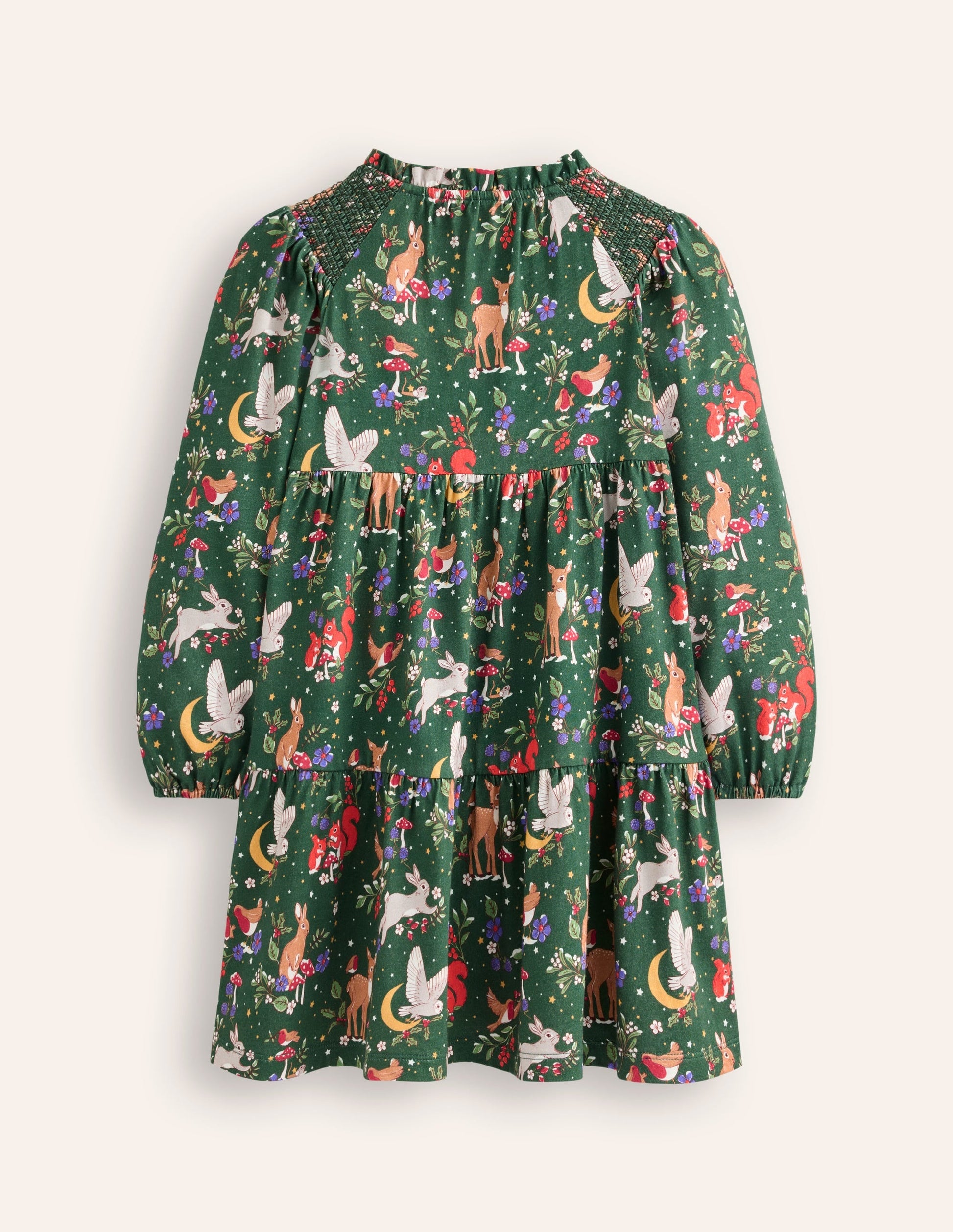 Tiered Jersey Dress-Pine Festive Woodland-2