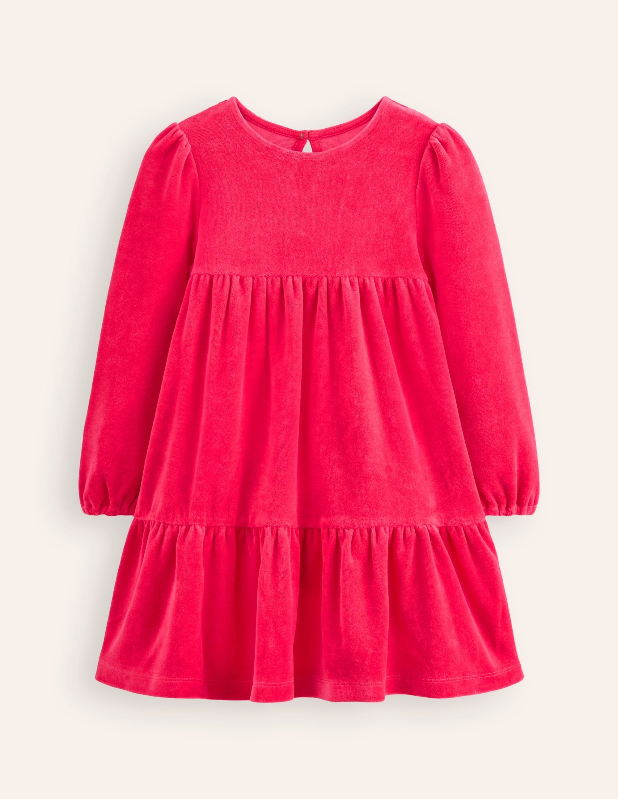 Tiered Velour Dress-Summer Berry - Image 1