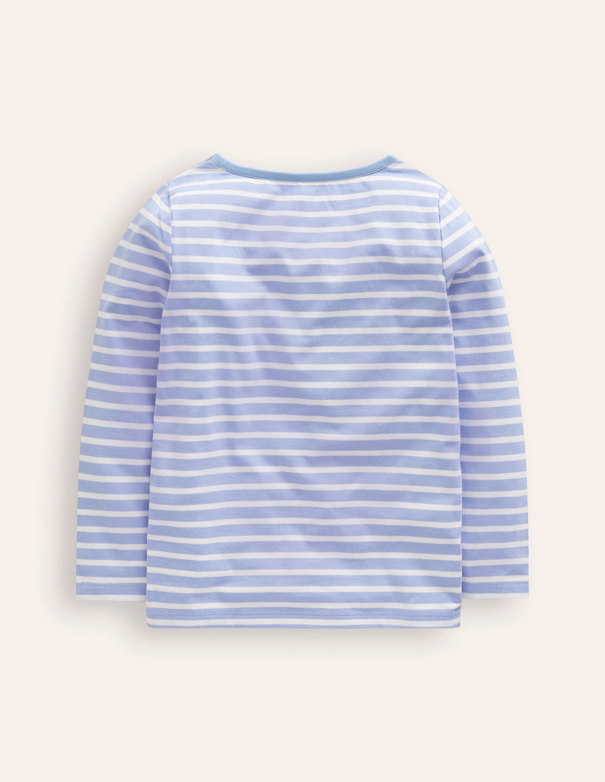 Appliqué Long Sleeve Top-Ivory/ Vintage Blue Festive-2