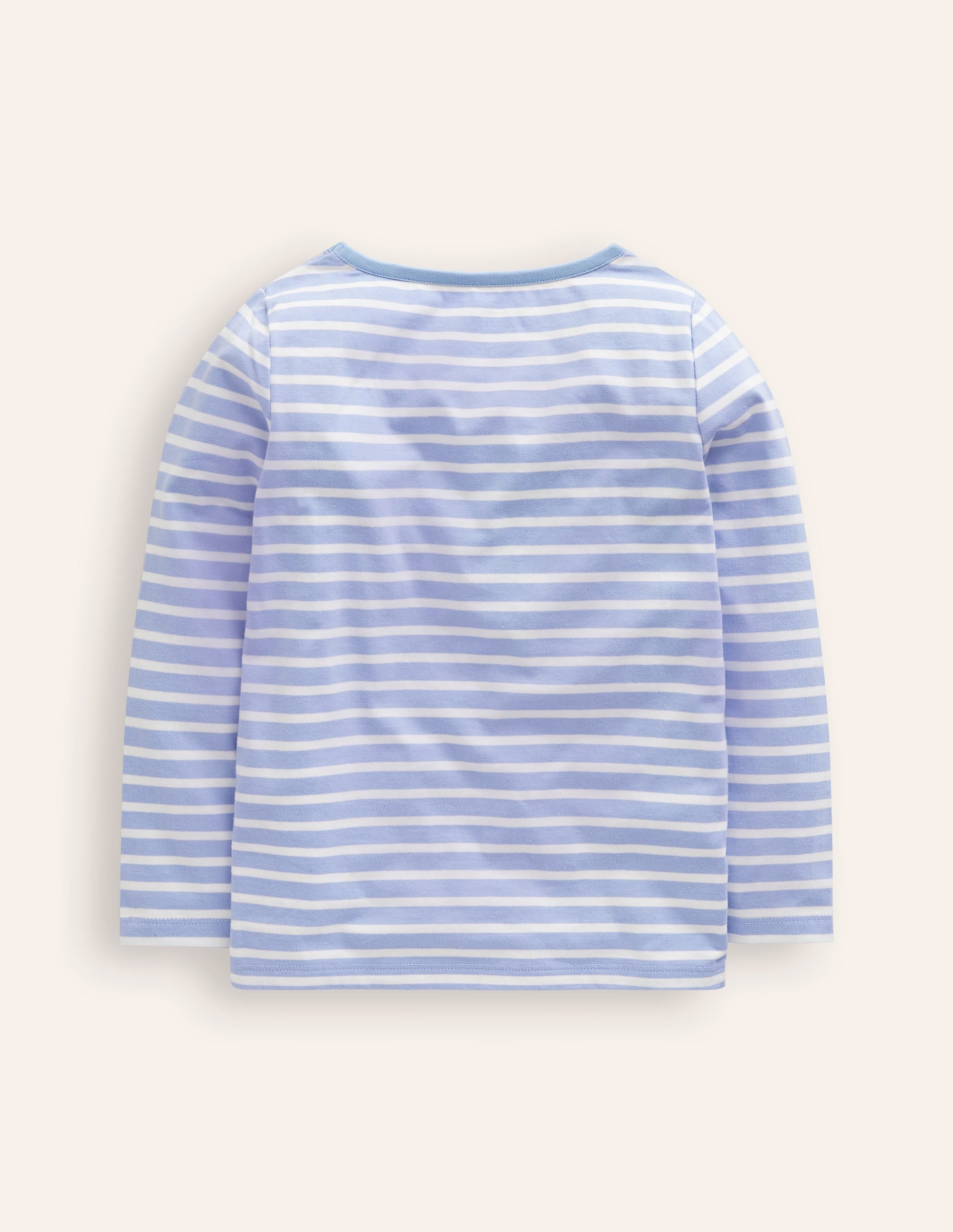 Appliqué Long Sleeve Top-Ivory/ Vintage Blue Festive - Image 2
