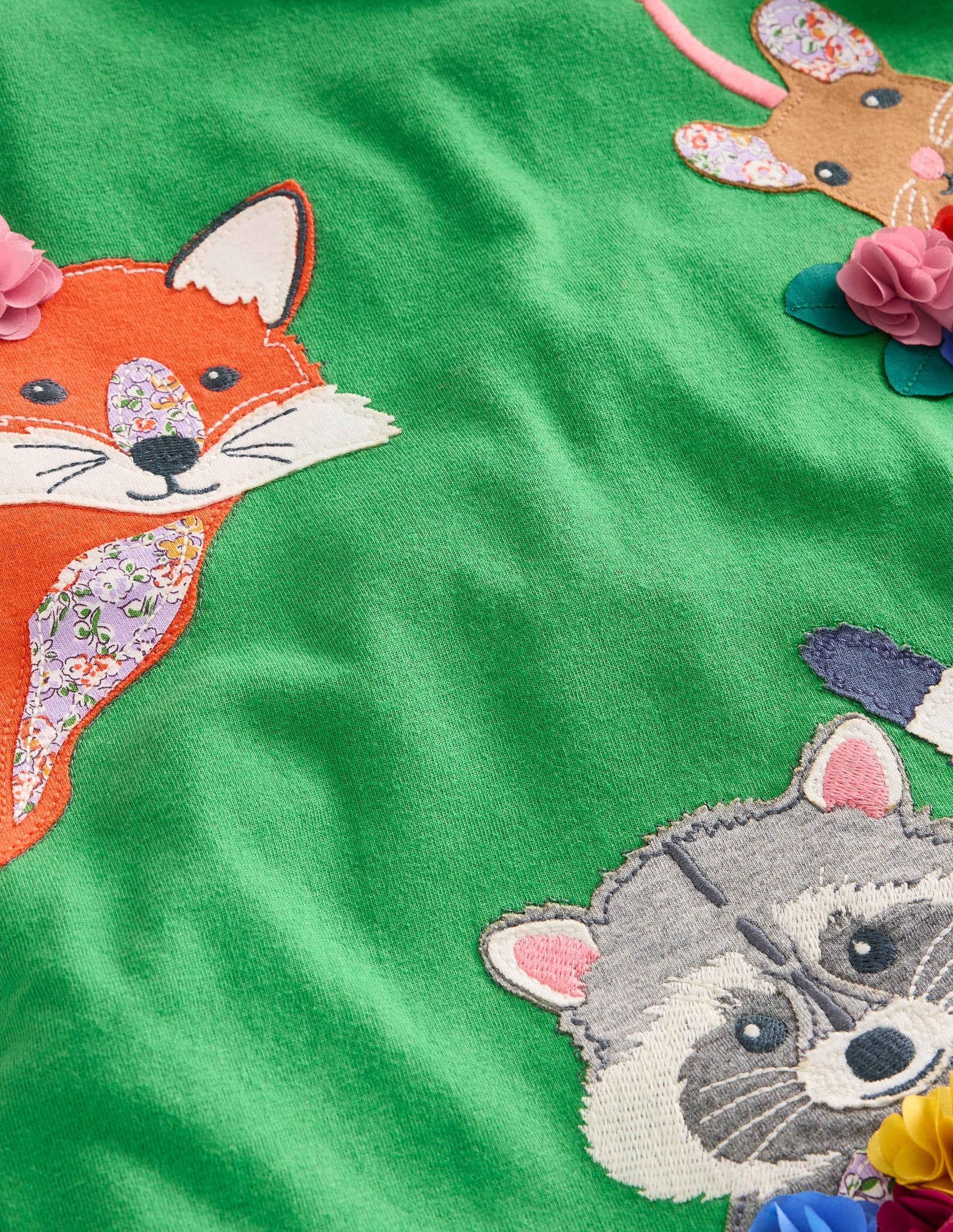 Appliqué Long Sleeve Top-Iguana Green Woodland Animals-3