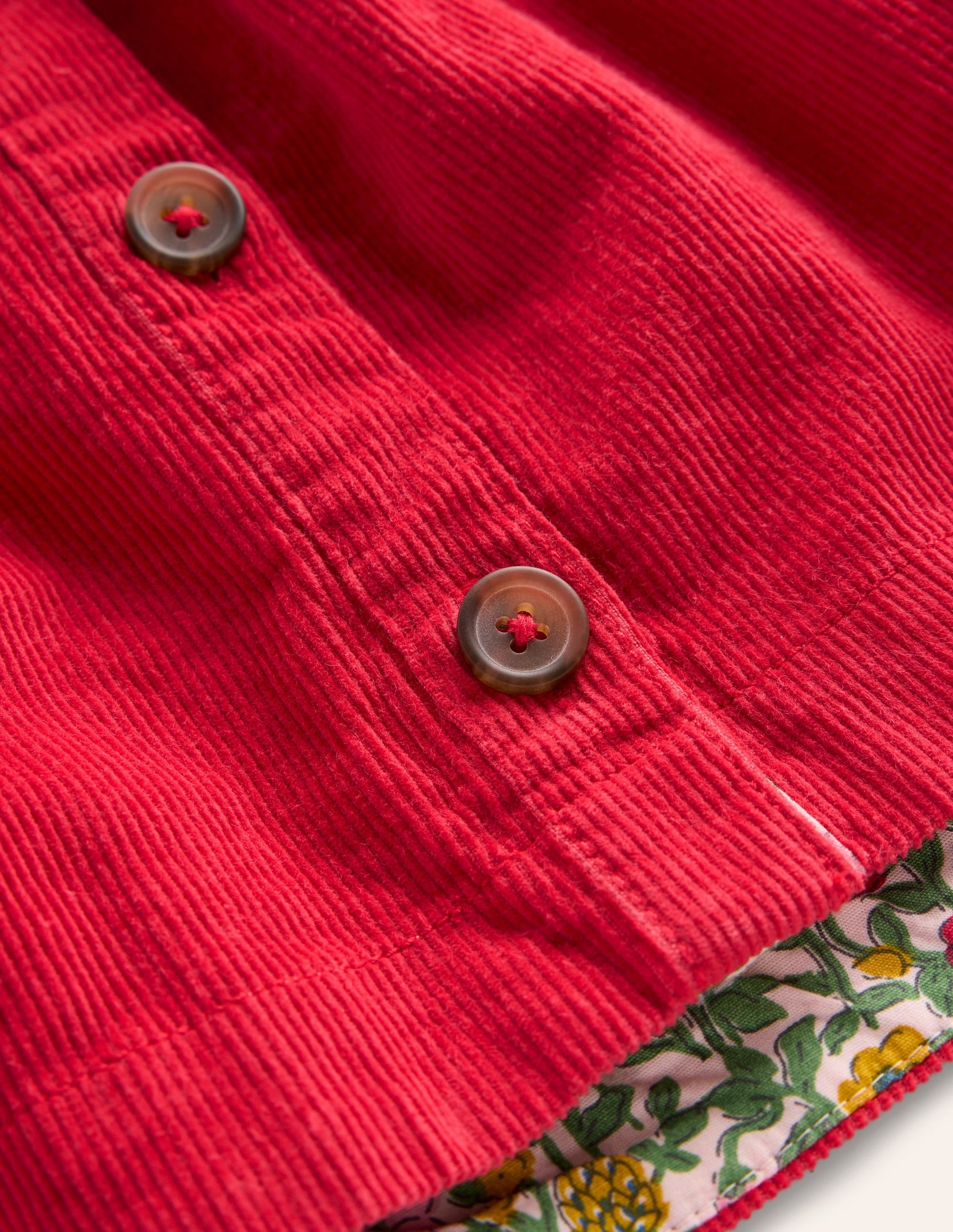 Button Through Pinafore Dress-Scarlet Red Cord-3