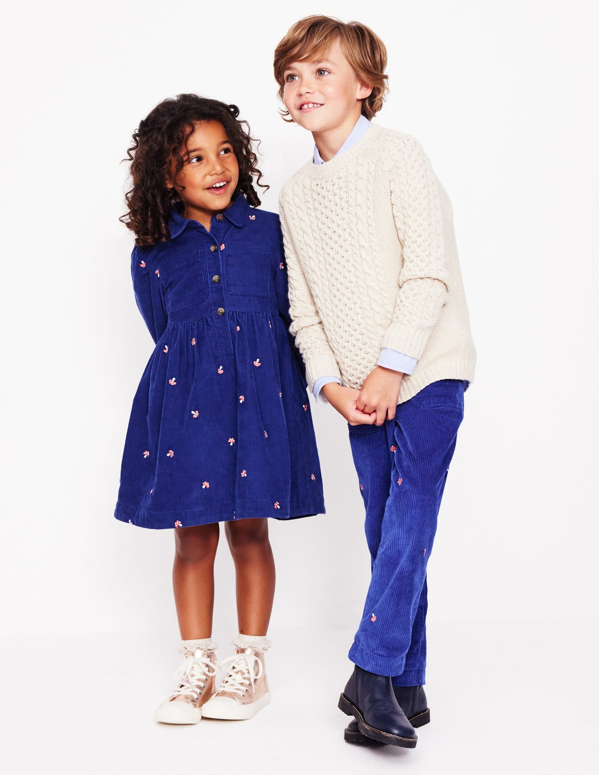 Aubrey Puff Sleeve Shirt Dress-Sapphire Toadstool Embroidery-4