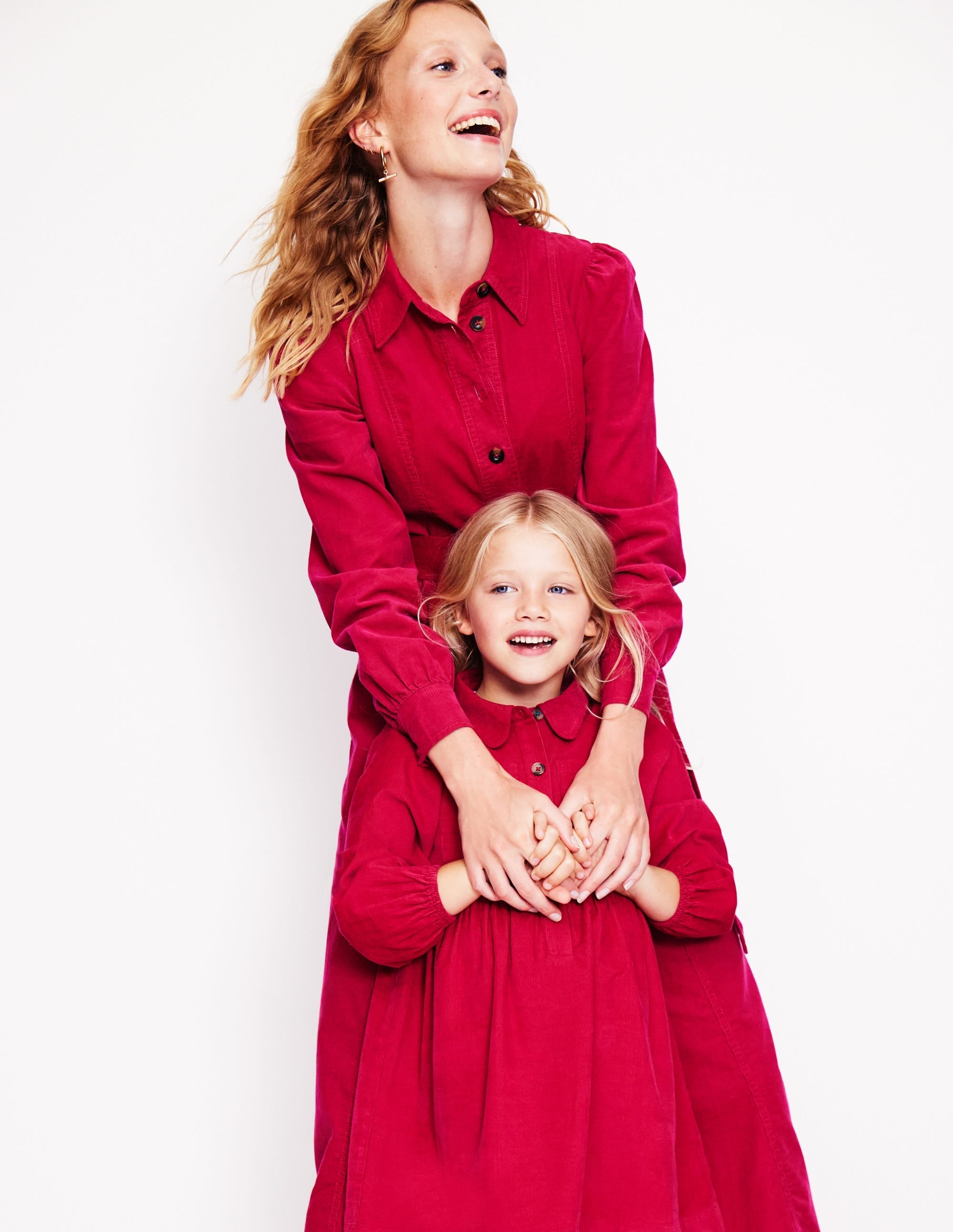 Aubrey Puff Sleeve Shirt Dress-Cherry Jam - Image 4