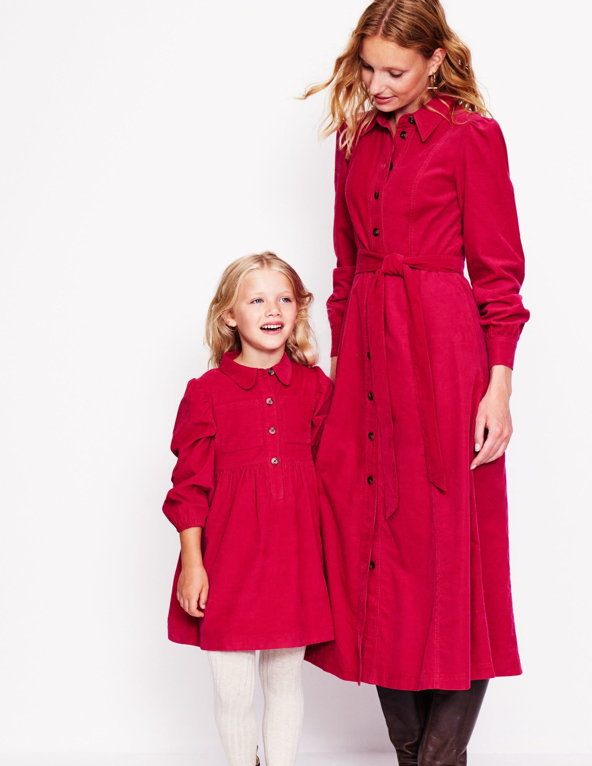 Aubrey Puff Sleeve Shirt Dress-Cherry Jam-5
