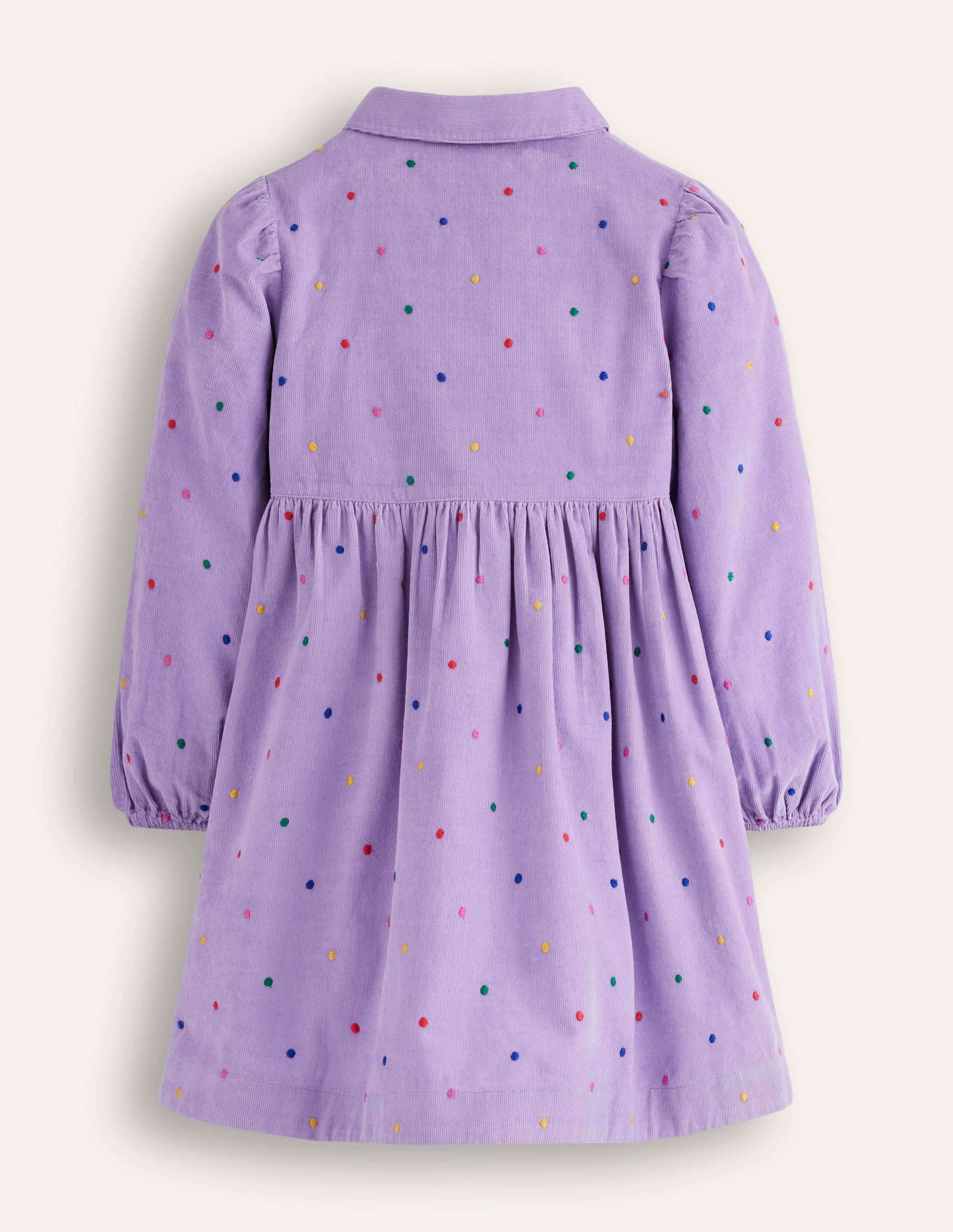 Puff Sleeve Shirt Dress-Aster Purple Embroidered Spot - Image 2