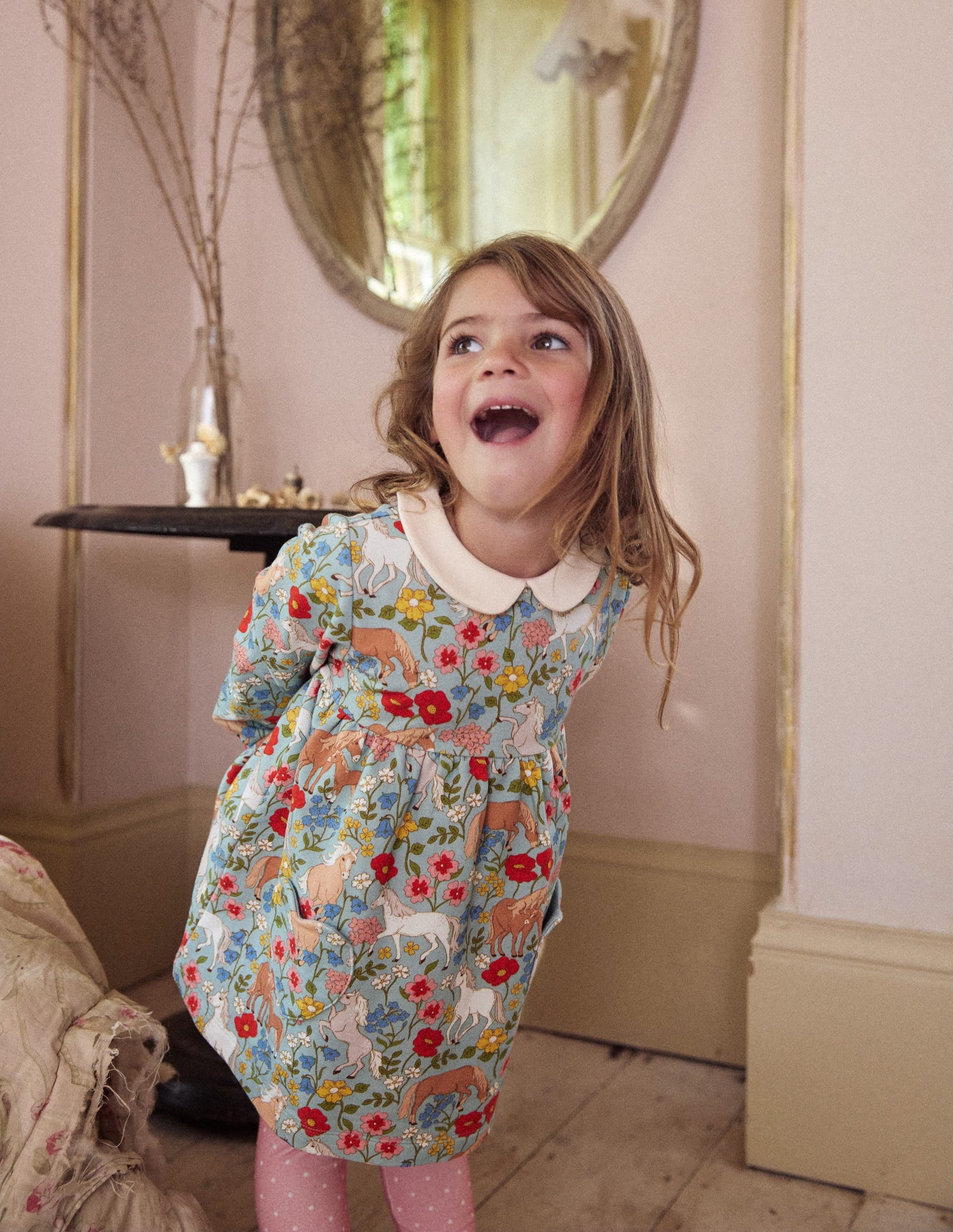Collared Tunic-Blue Pony Floral-4