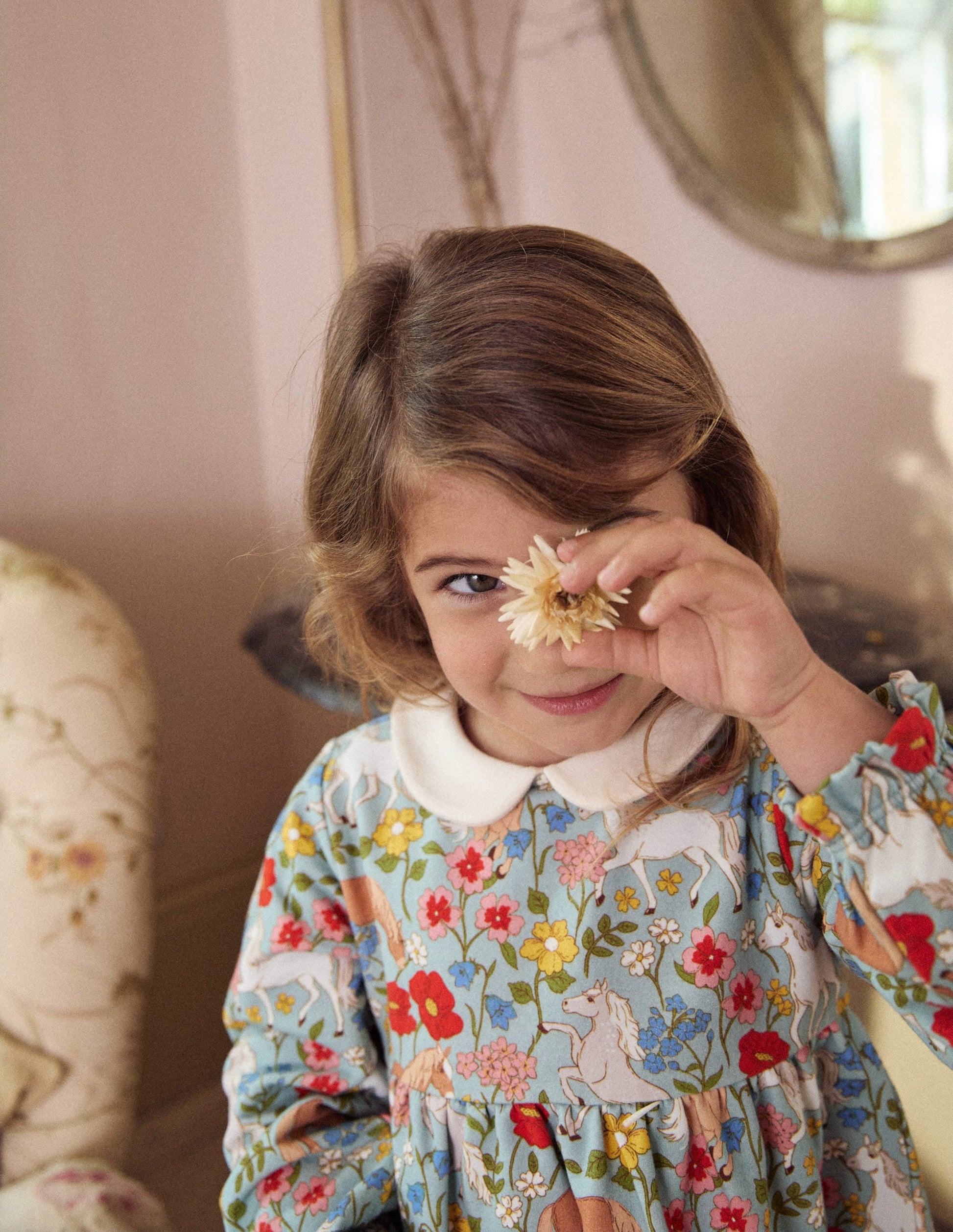 Collared Tunic-Blue Pony Floral-5