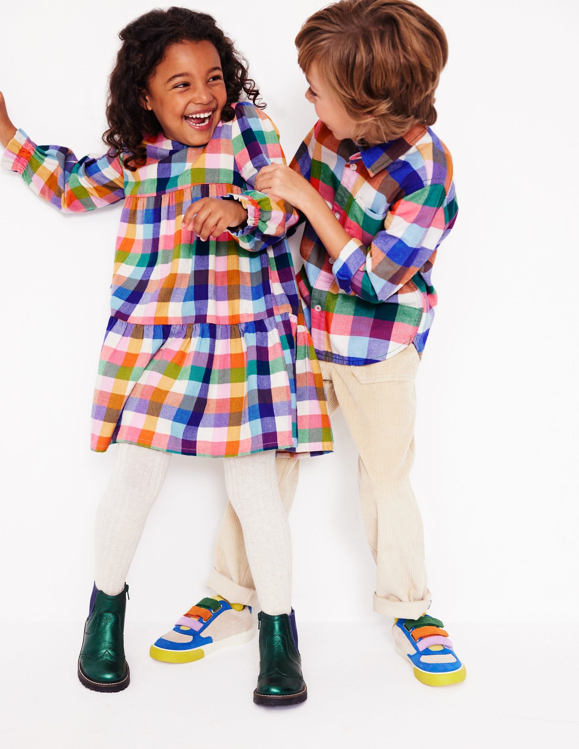 Betsy Tiered Twirly Dress-Multigingham-4