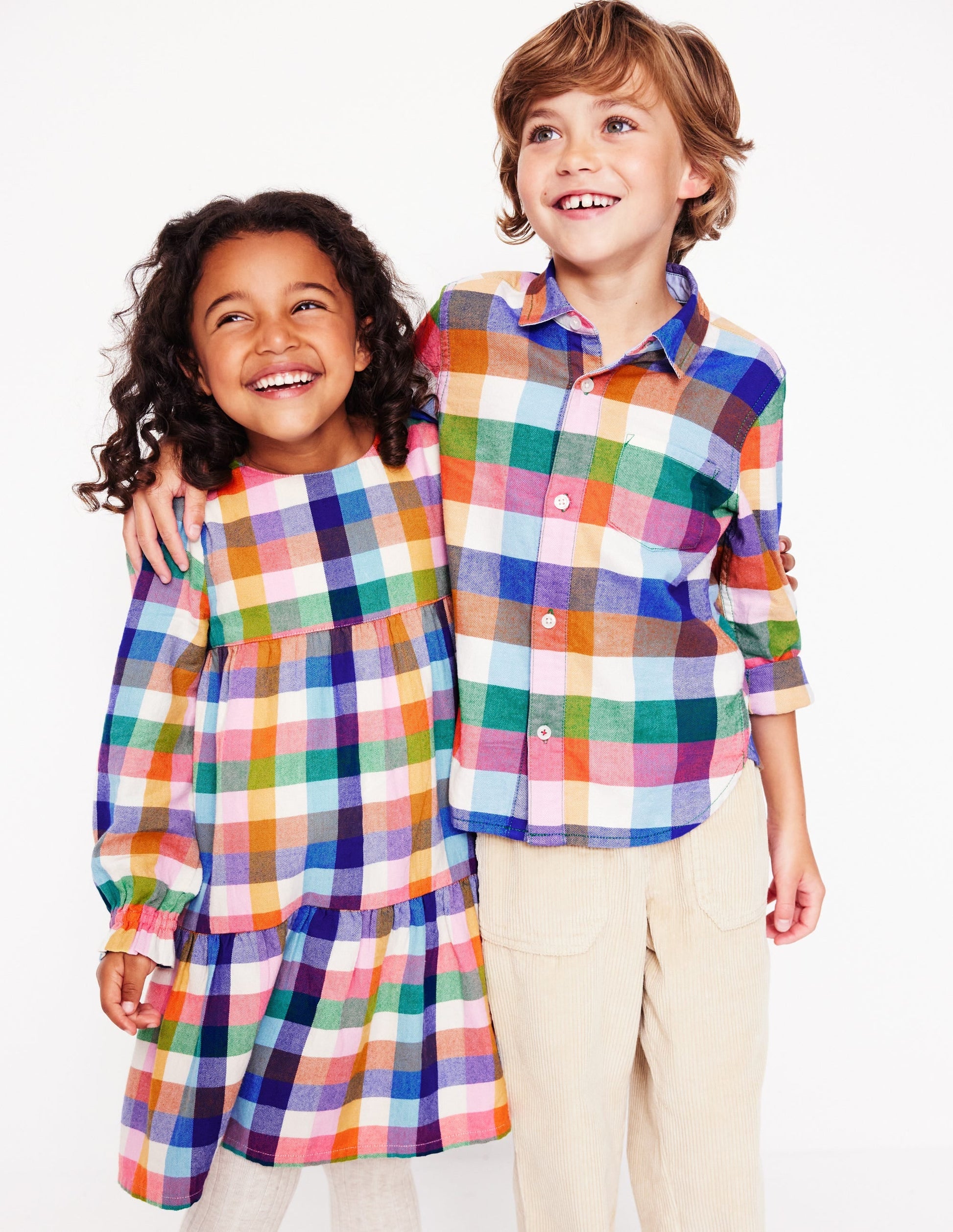 Betsy Tiered Twirly Dress-Multigingham-5
