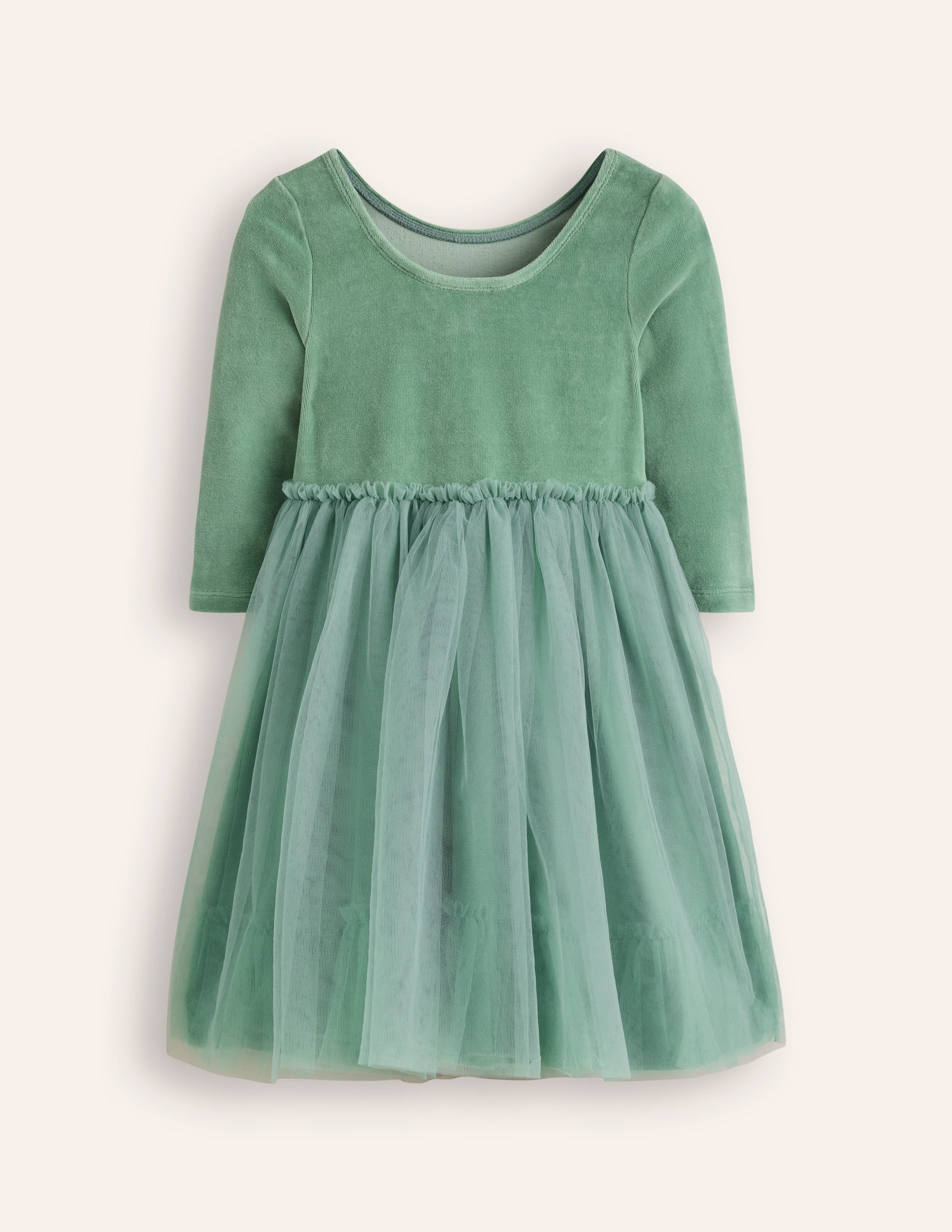 Velvet Tulle Appliqué Dress-Eucalyptus Robins - Image 2