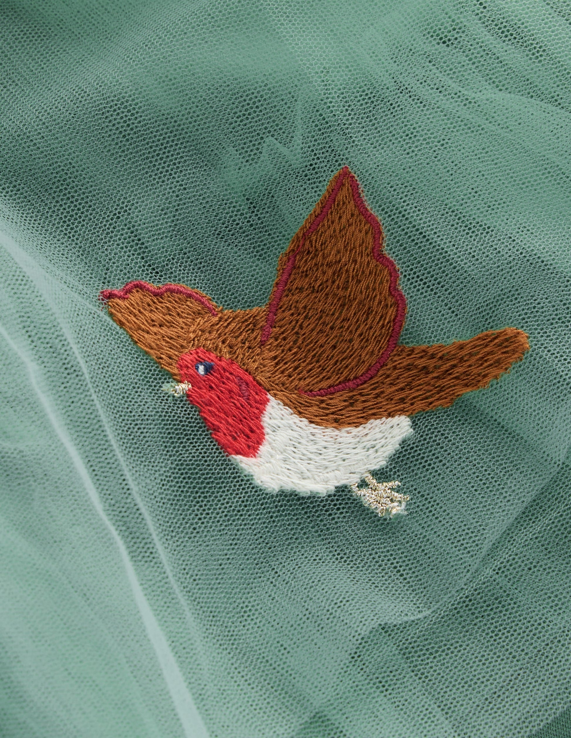 Velvet Tulle Appliqué Dress-Eucalyptus Robins-3