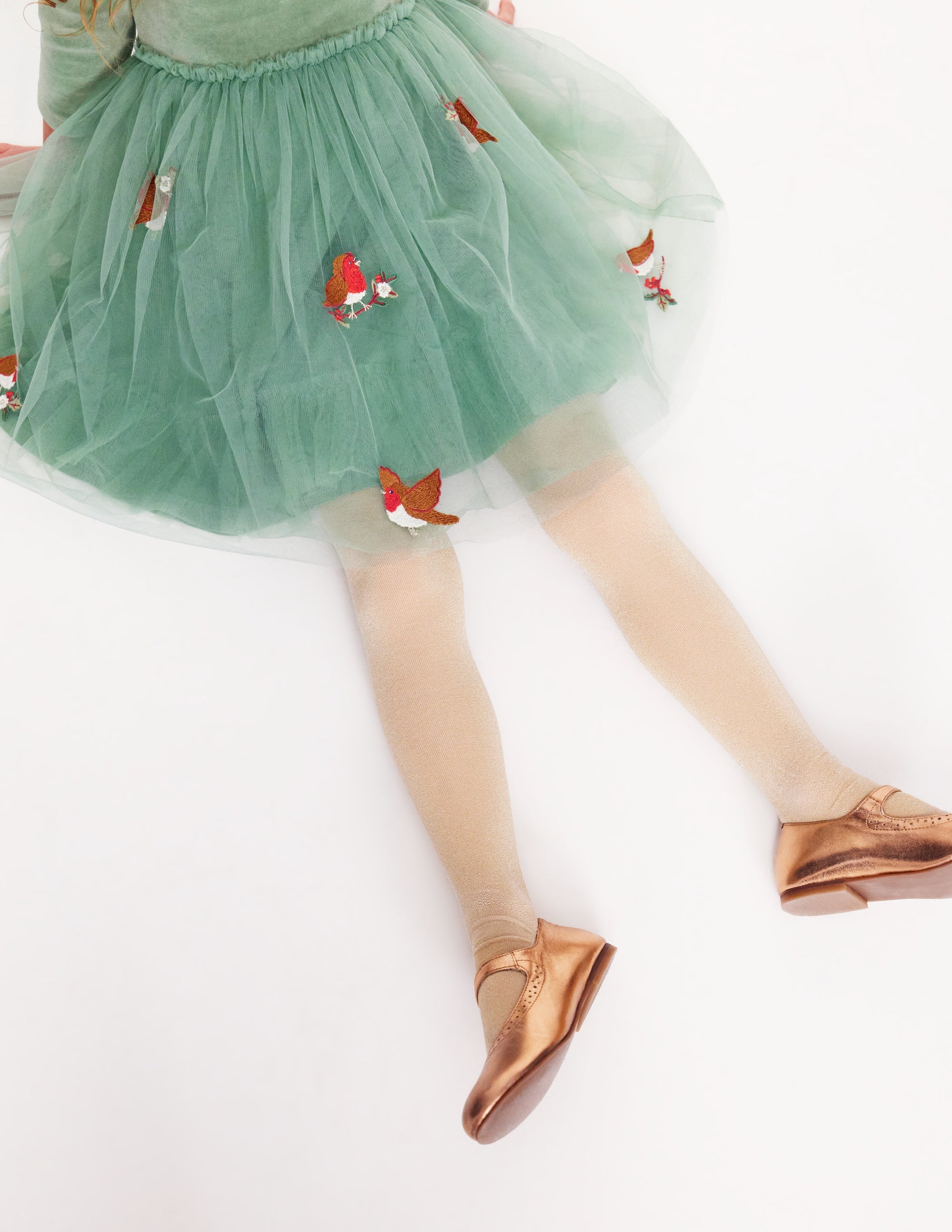 Velvet Tulle Appliqué Dress-Eucalyptus Robins - Image 6