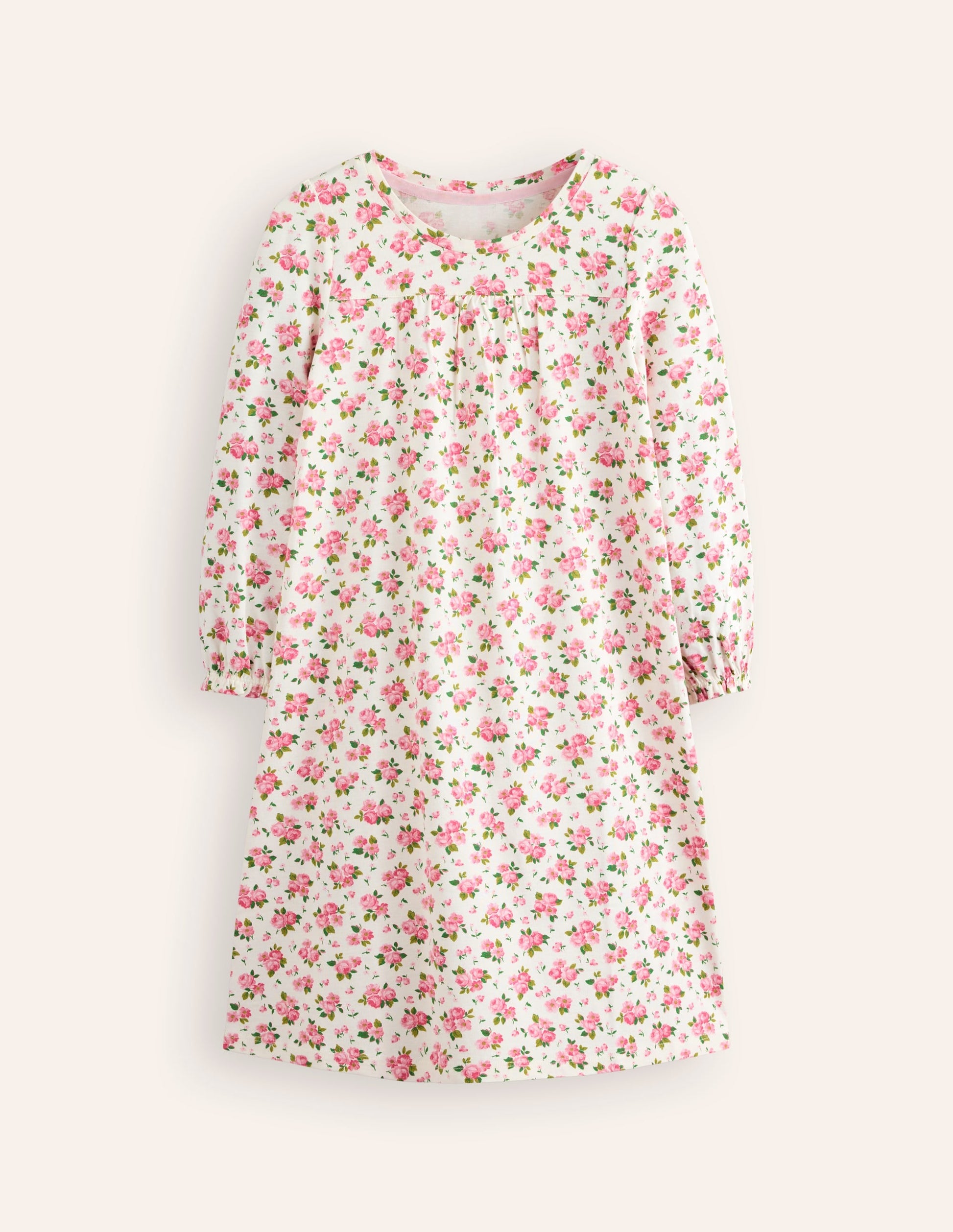 Printed Long-sleeved Nightie-Ivory Bouquet-1