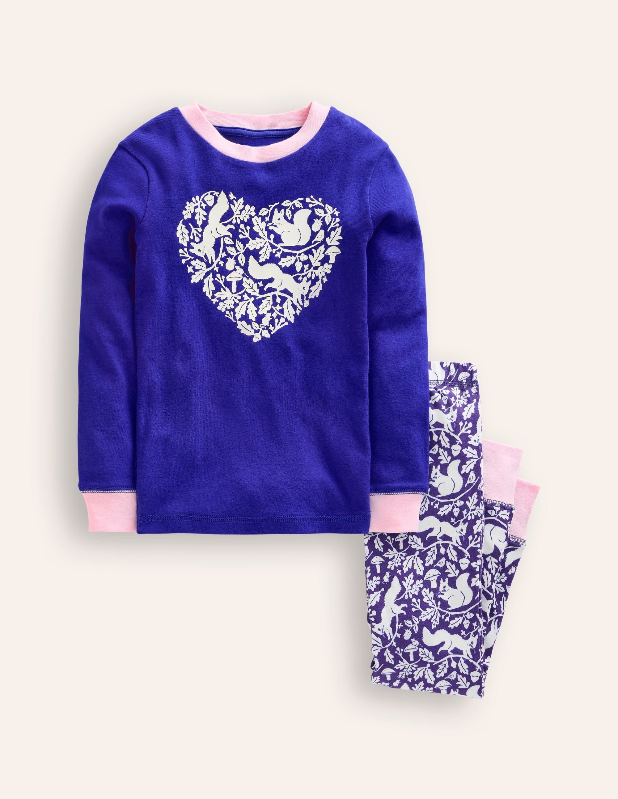 Snug Long John Pyjamas-Sapphire Blue Squirrel - Image 1