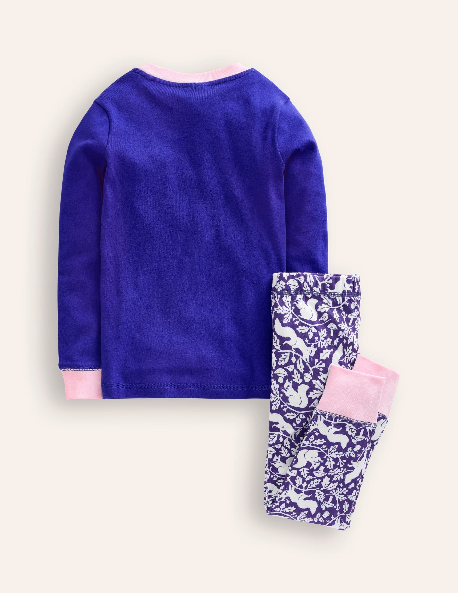 Snug Long John Pyjamas-Sapphire Blue Squirrel-2