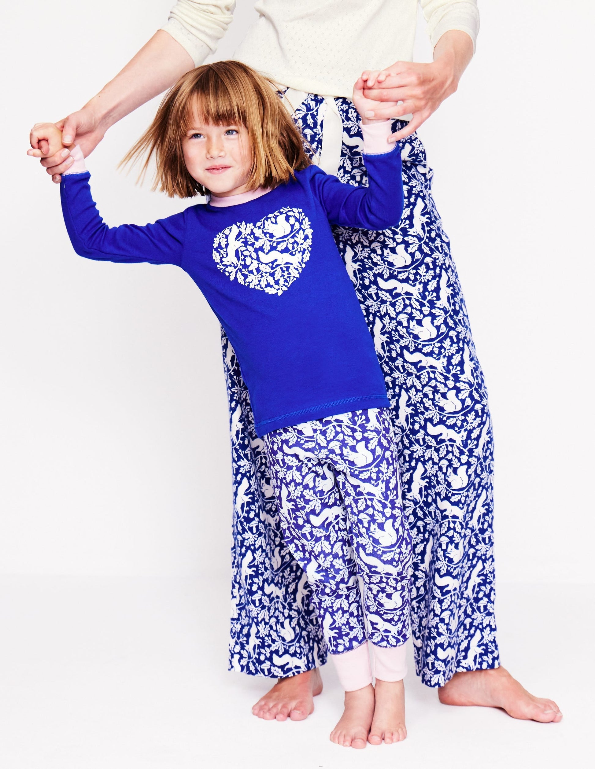 Snug Long John Pyjamas-Sapphire Blue Squirrel-4