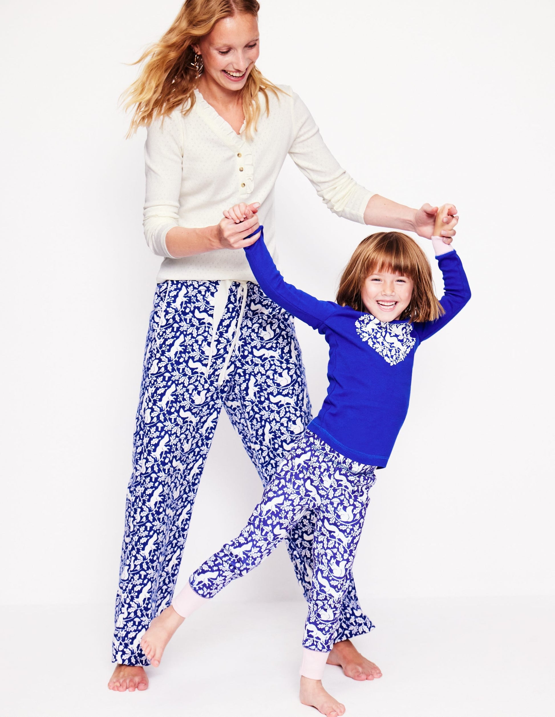 Snug Long John Pyjamas-Sapphire Blue Squirrel-5