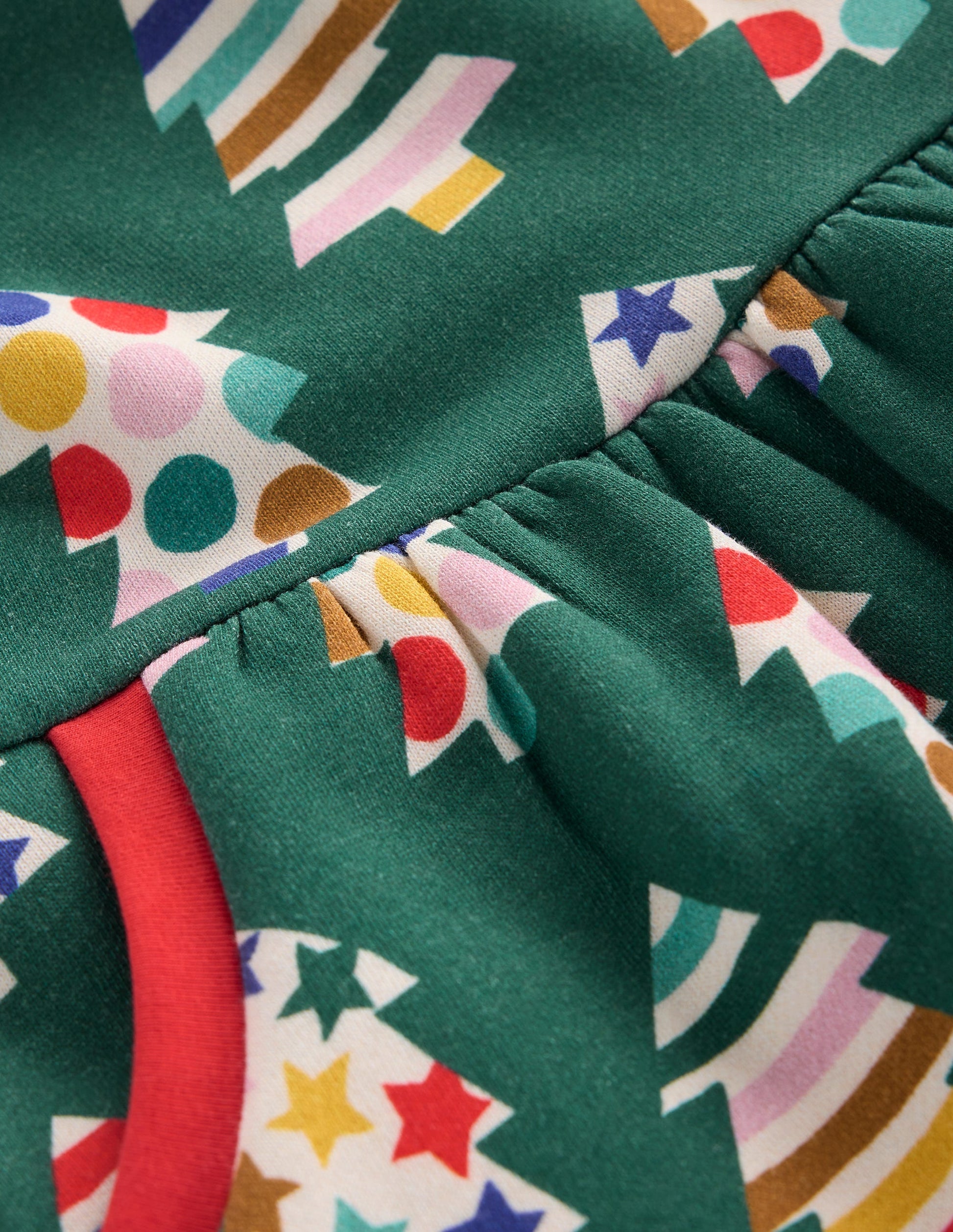 Cosy Printed Sweatshirt Dress-Jewel Green Christmas Trees-3