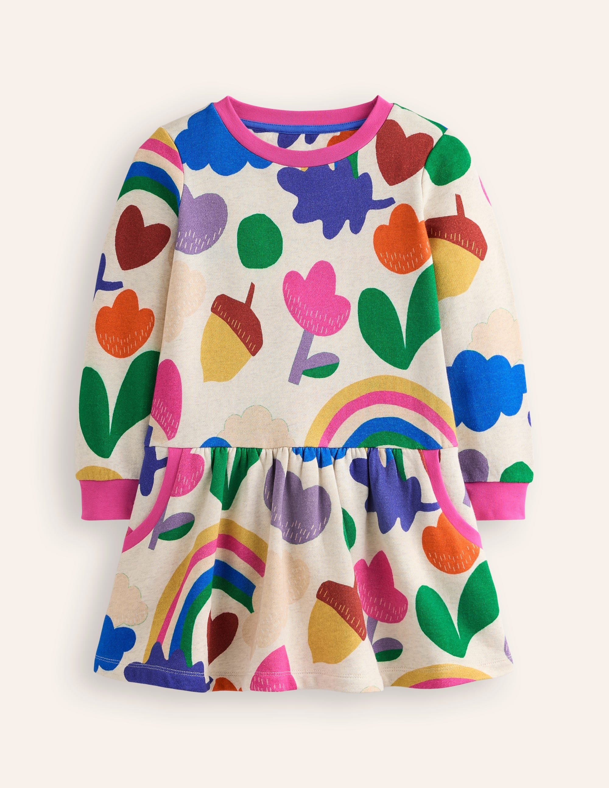 Cosy Printed Sweatshirt Dress-Multi Rainbow Collage - Image 1
