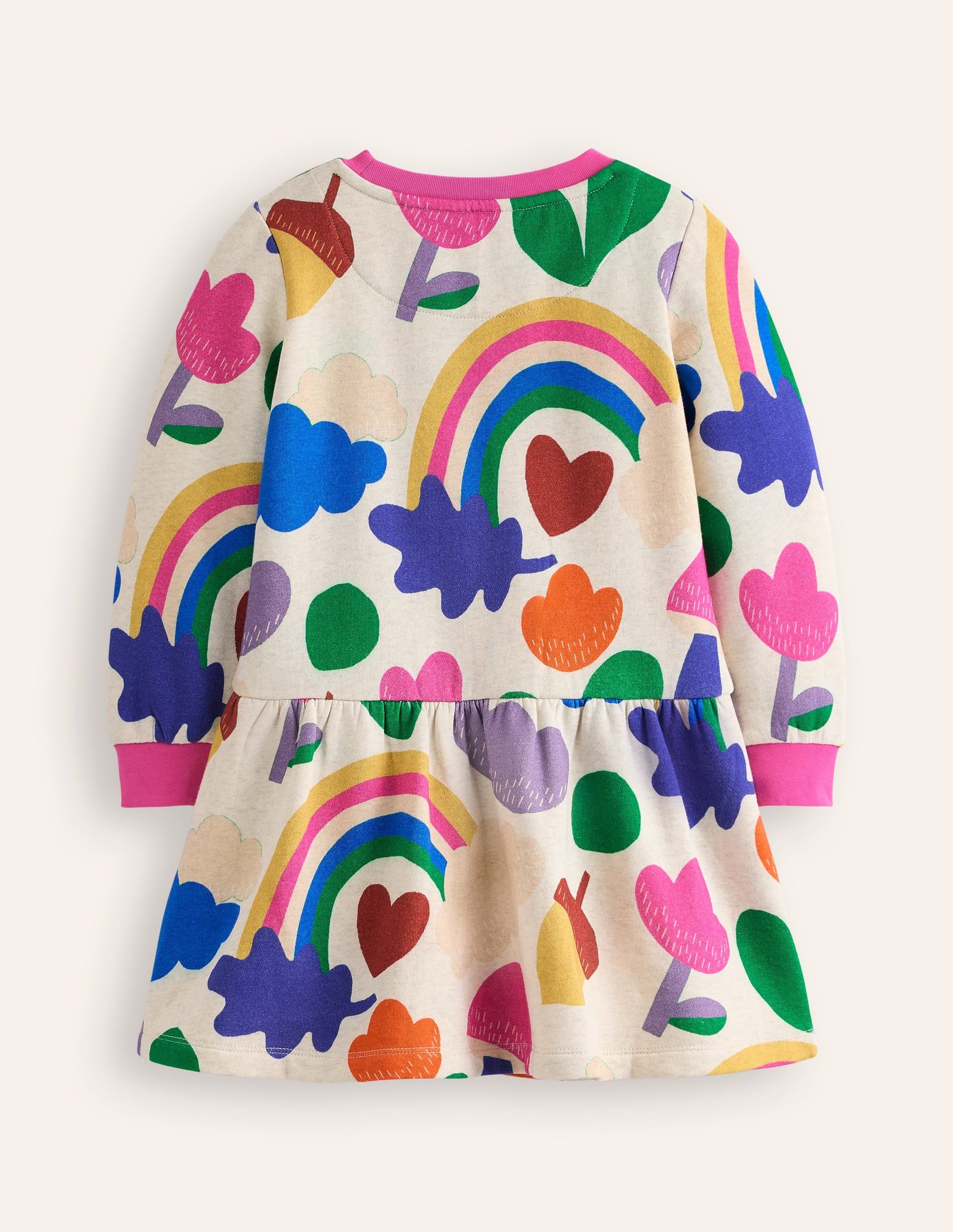 Cosy Printed Sweatshirt Dress-Multi Rainbow Collage-2