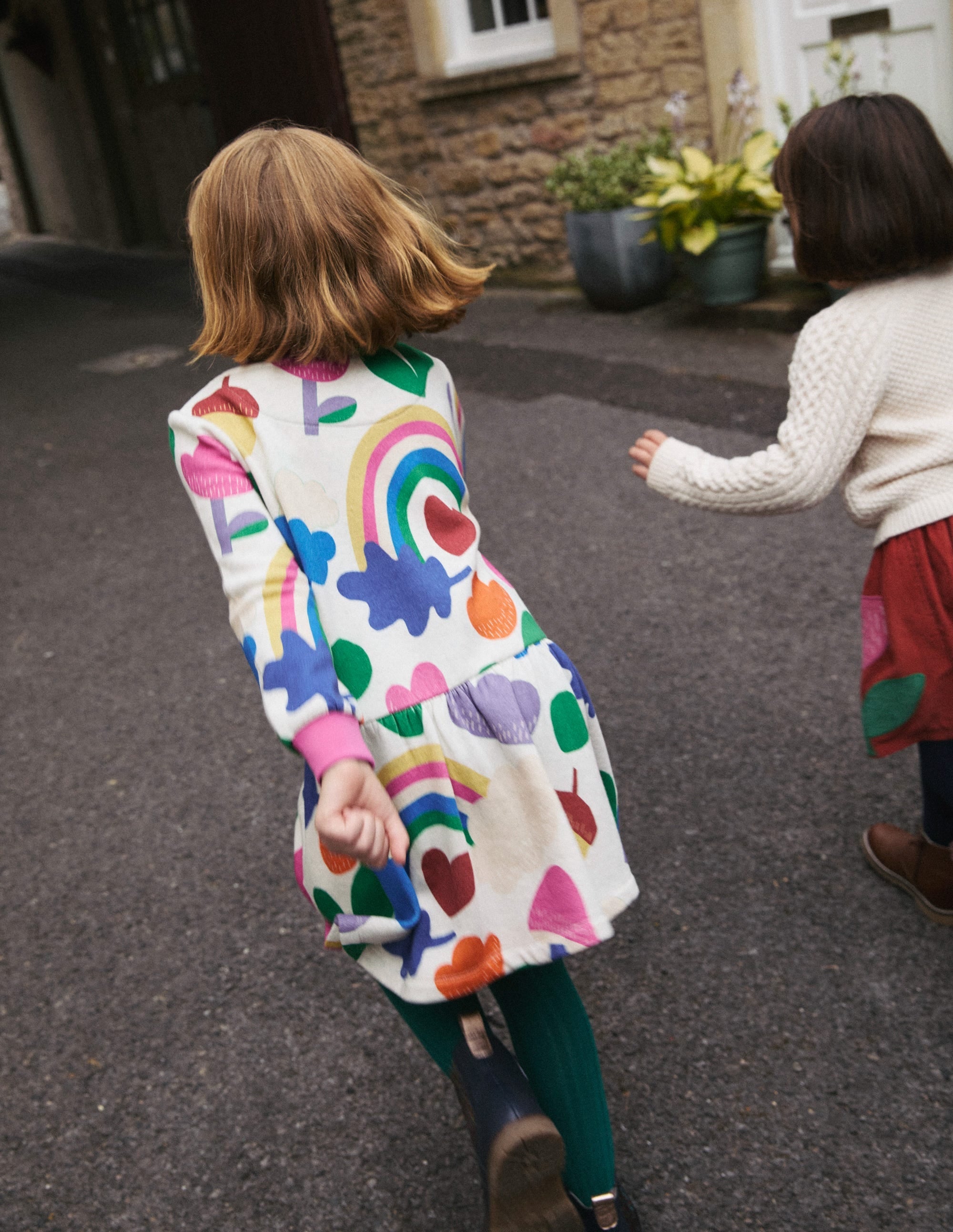 Cosy Printed Sweatshirt Dress-Multi Rainbow Collage - Image 5